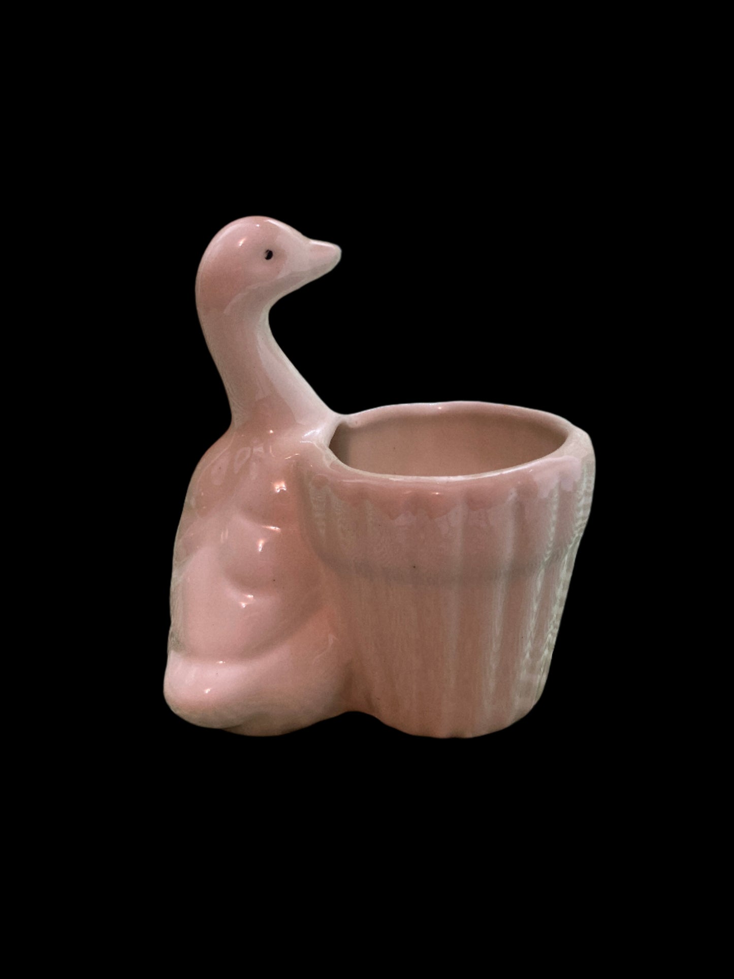 Vintage Ceramic Duck Planter – Small Creamy White – 4"