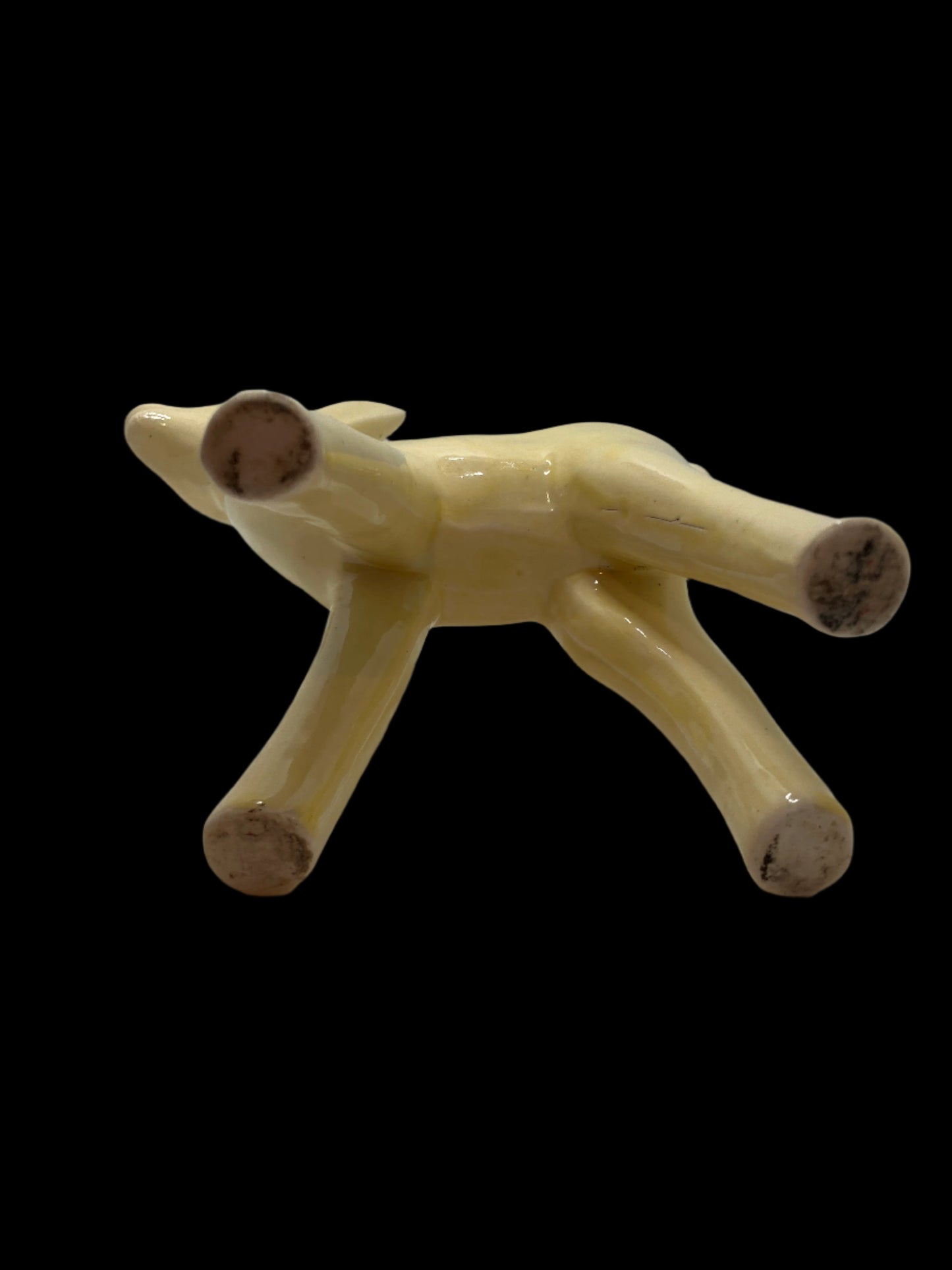 Vintage Mid Century Pottery Deer Planter – Yellow – Retro MCM Style – 9.5"