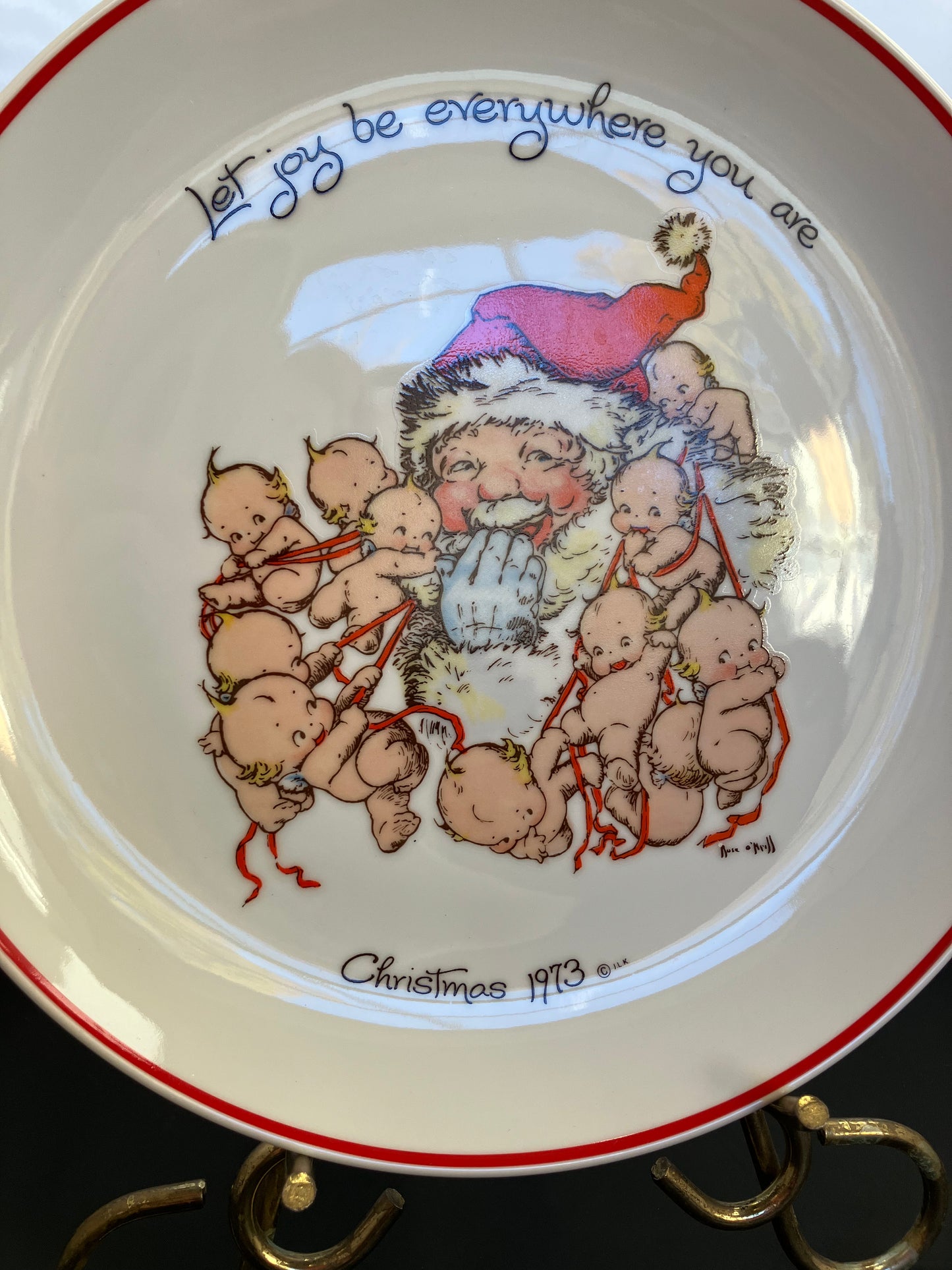 Vintage 1973 Kewpie & Santa Commemorative Plate