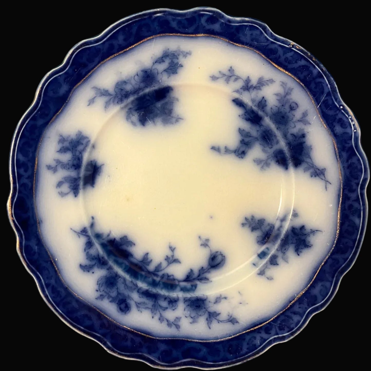Antique Flow Blue Touraine Dinner Plate