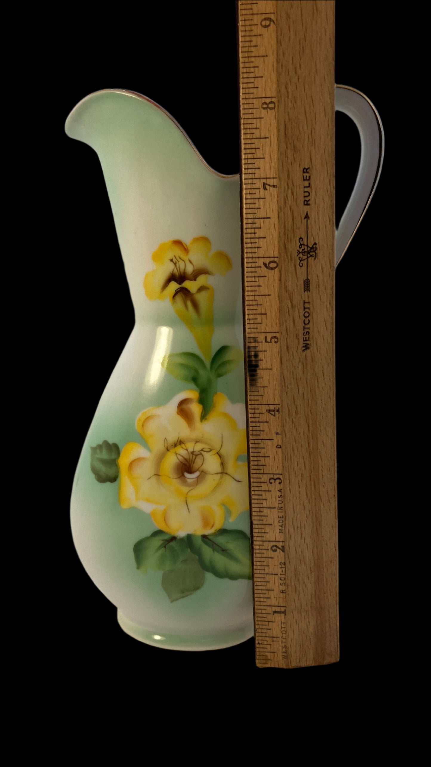 Mid Century Modern Pitcher with Yellow Roses