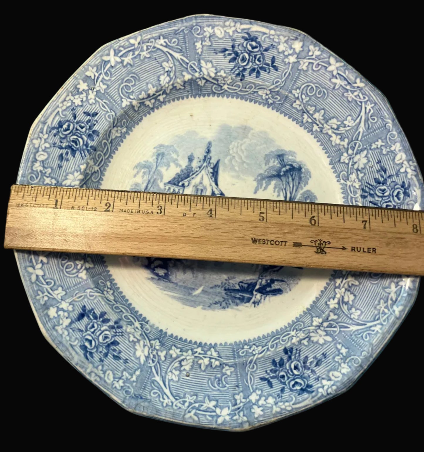 Antique Davenport Friburg Blue Transferware Plate for Display