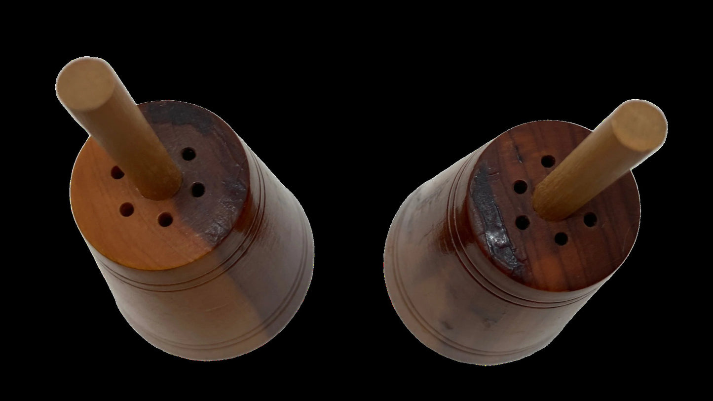 Vintage Salt & Pepper Wood Butter Churn Style