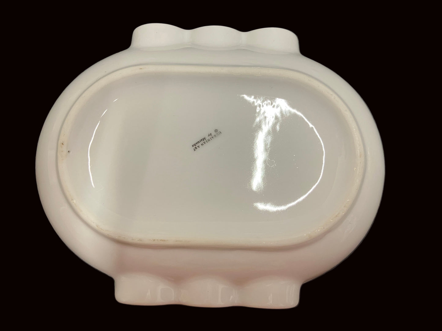 Vintage Ukrainian Porcelain Trinket Dish or Ashtray Marked Art by Marusia, Cross Stitch Pattern