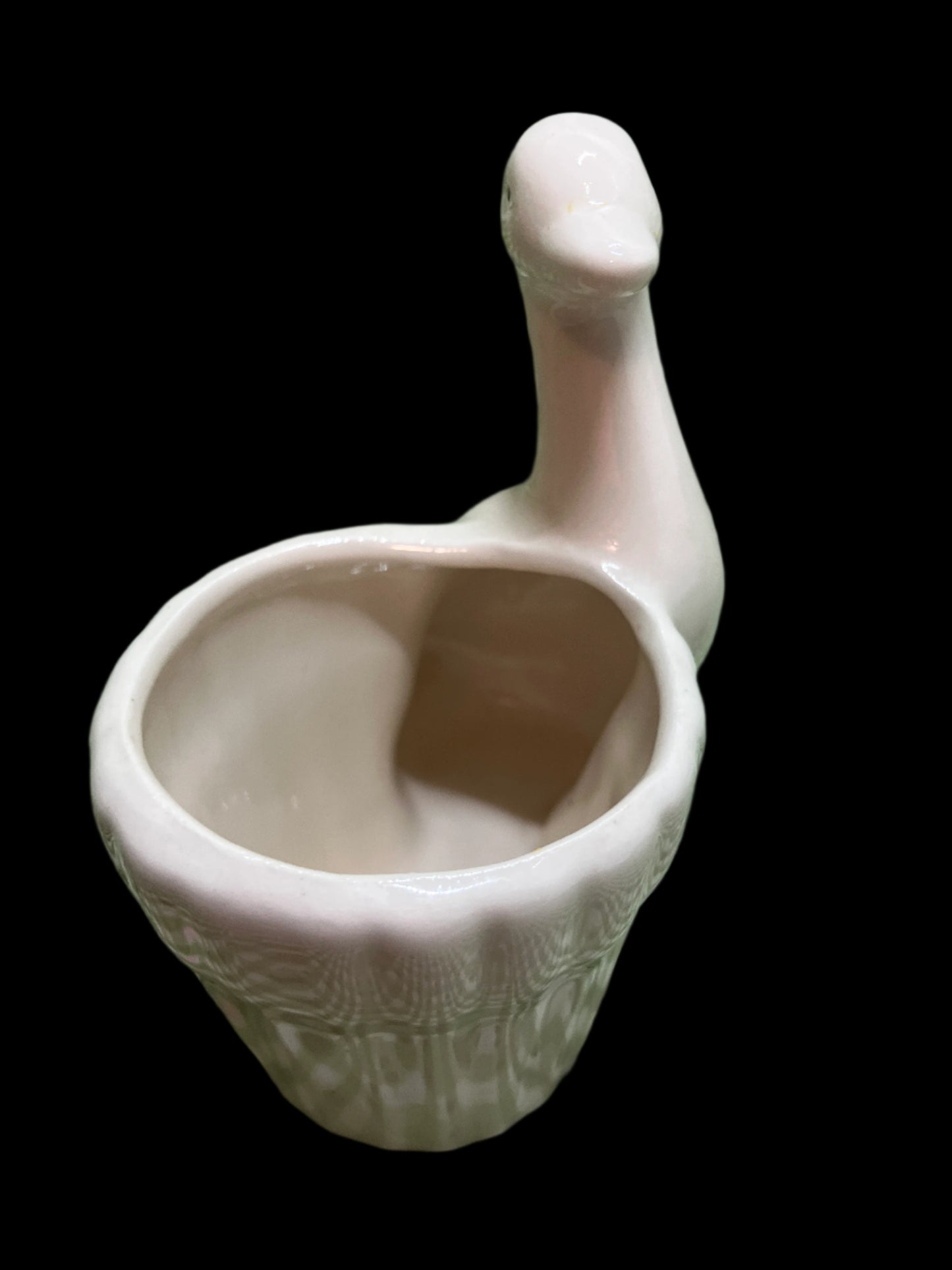 Vintage Ceramic Duck Planter – Small Creamy White – 4"