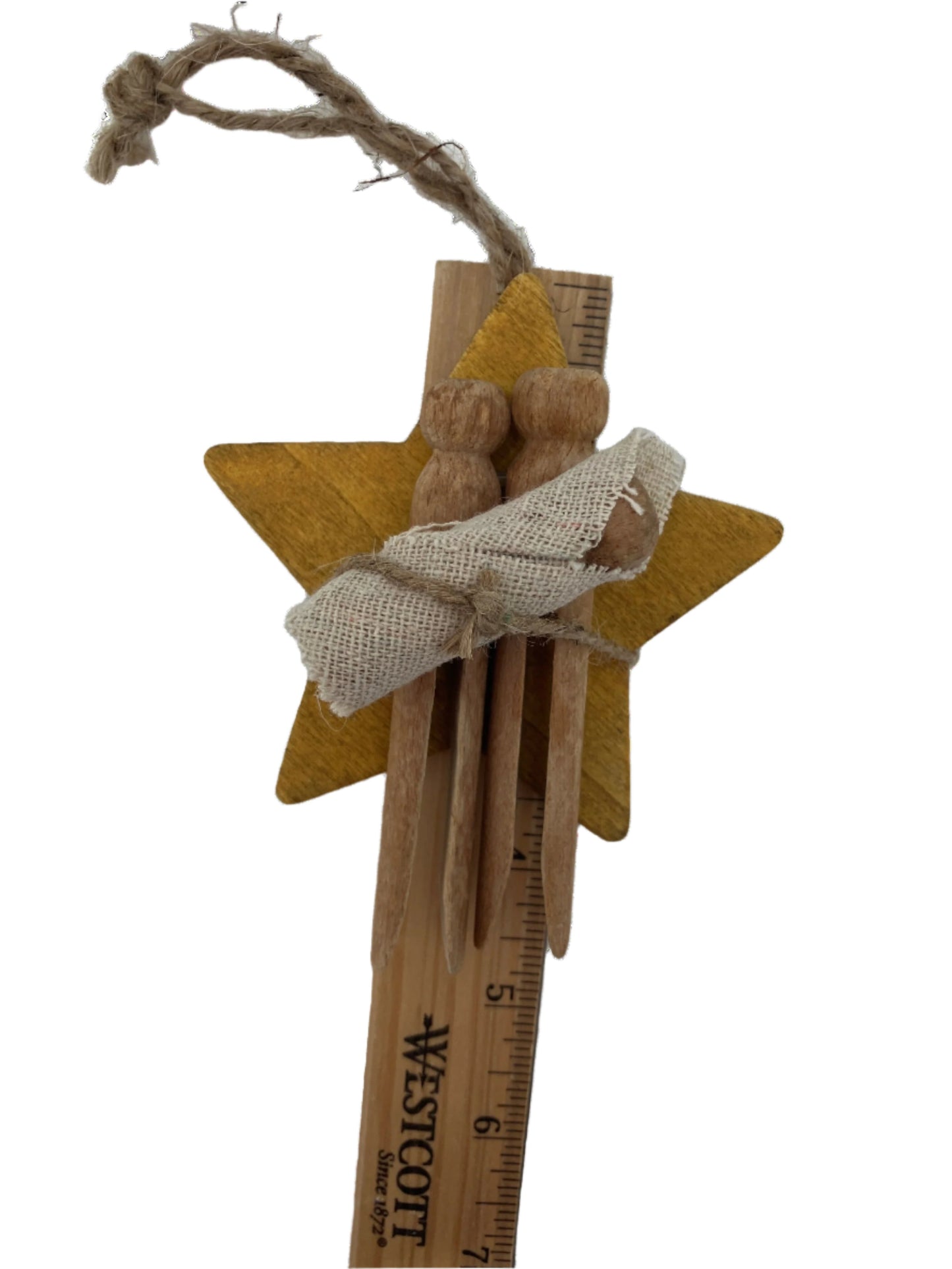 Christmas Ornament - Vintage Wooden Clothespin Handcrafted Nativity