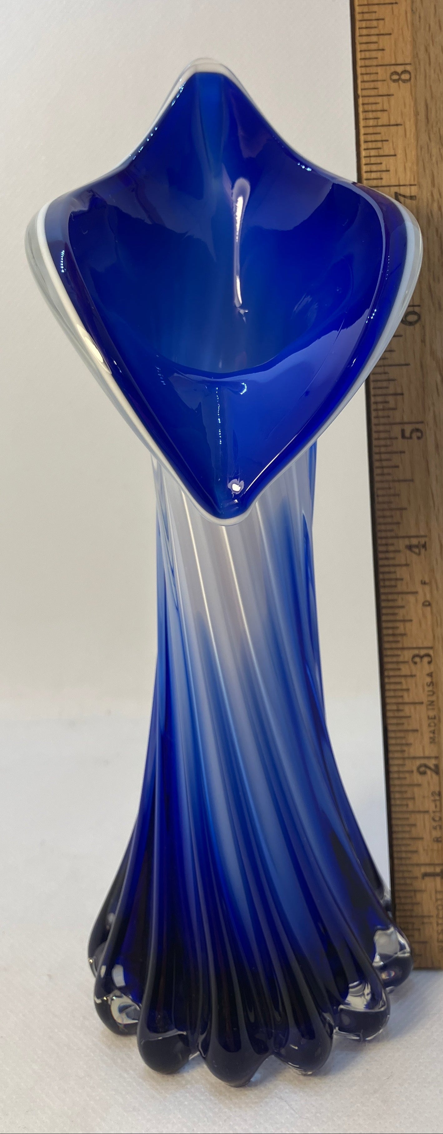 Vintage Jack-in-the-Pulpit Art Glass Vase - Murano Style