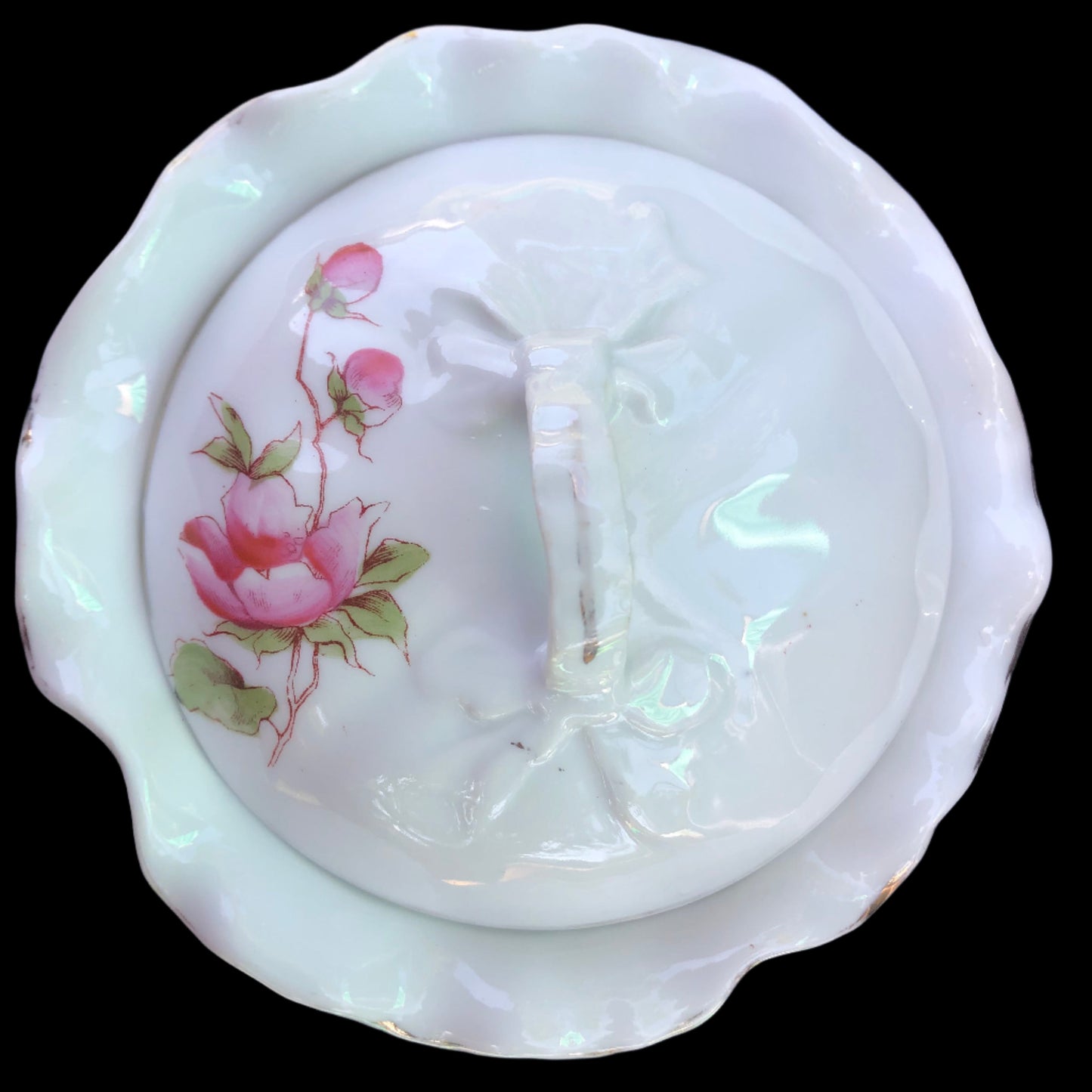 Antique Victoria Carlsbad Austria Sugar Bowl with Lid – Pink Wild Roses