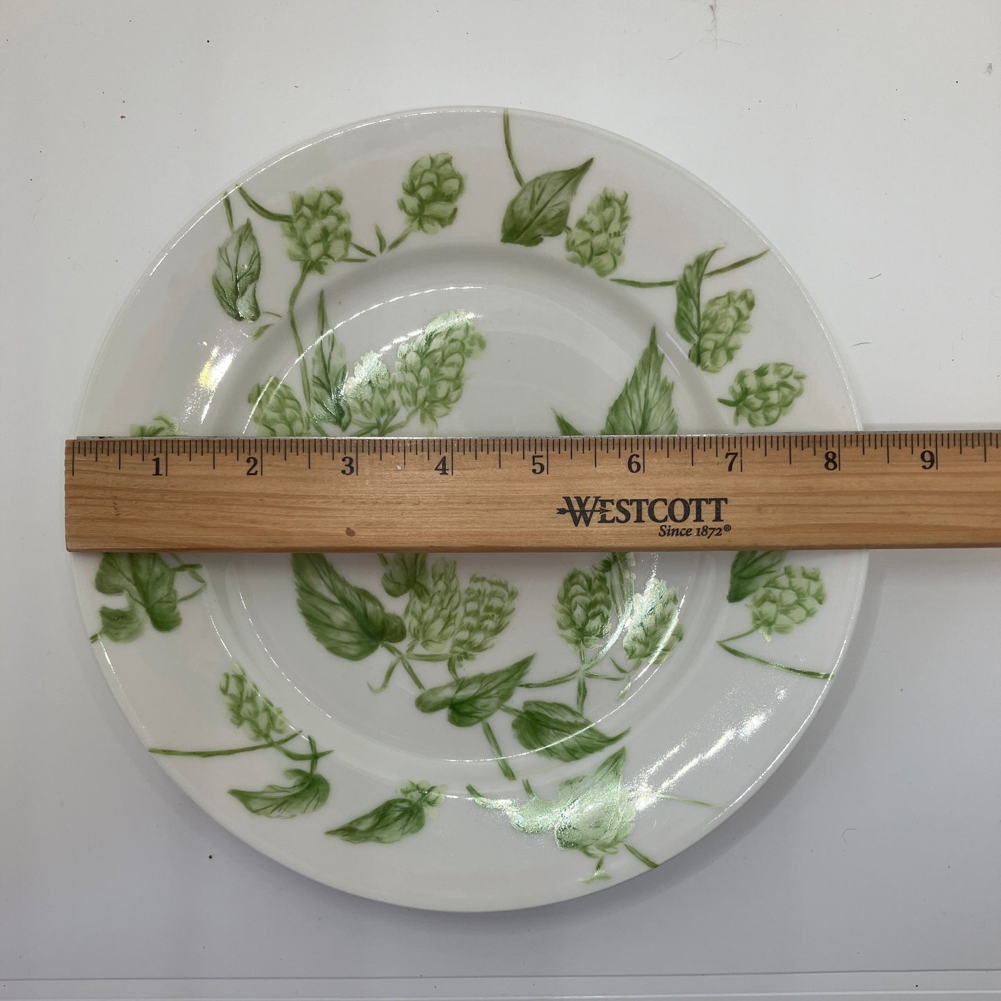 Antique Limoges Plate - Lewis Straus & Sons - Hops Design in Green - 8.5 Inches