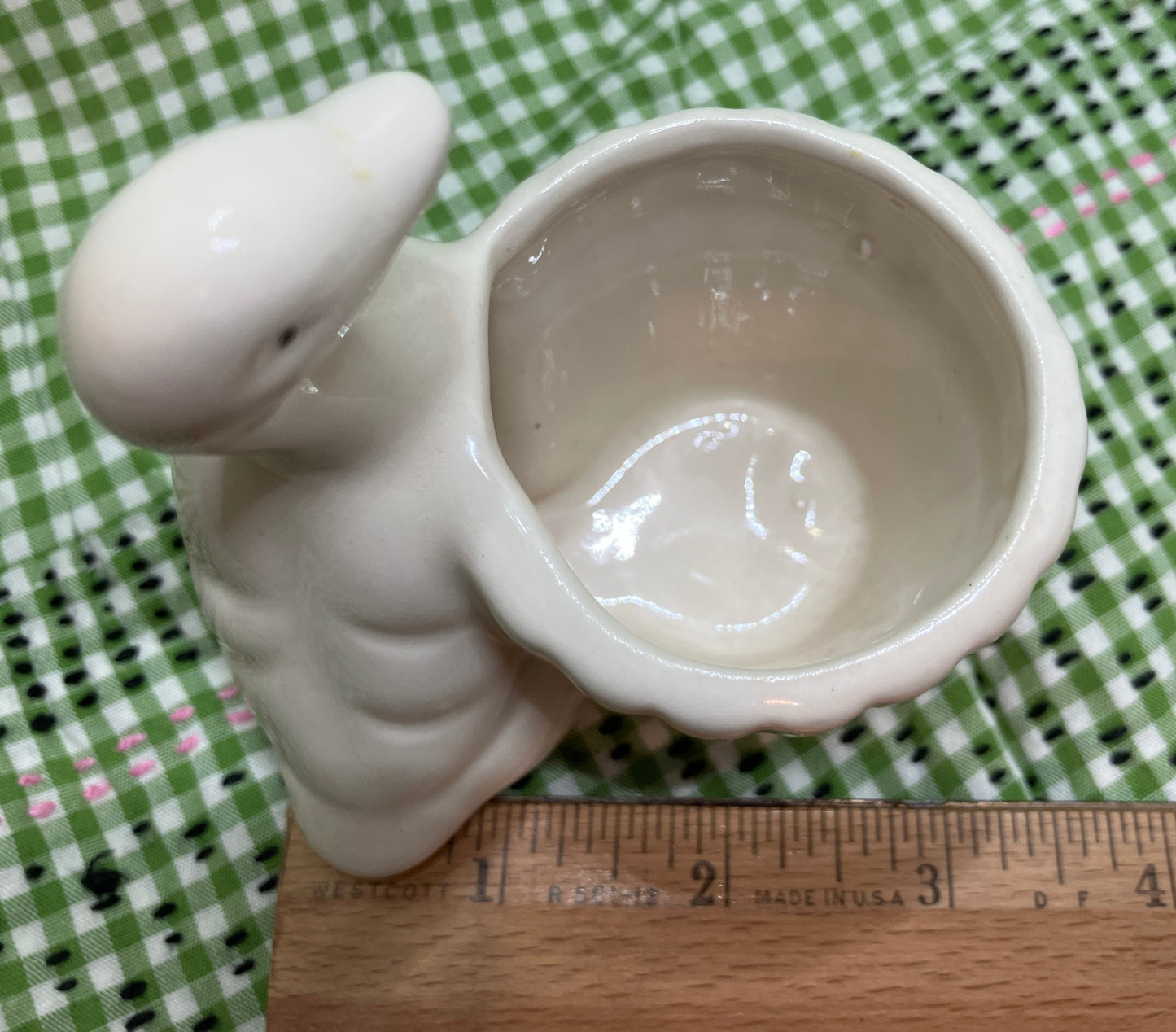 Vintage Ceramic Duck Planter – Small Creamy White – 4"