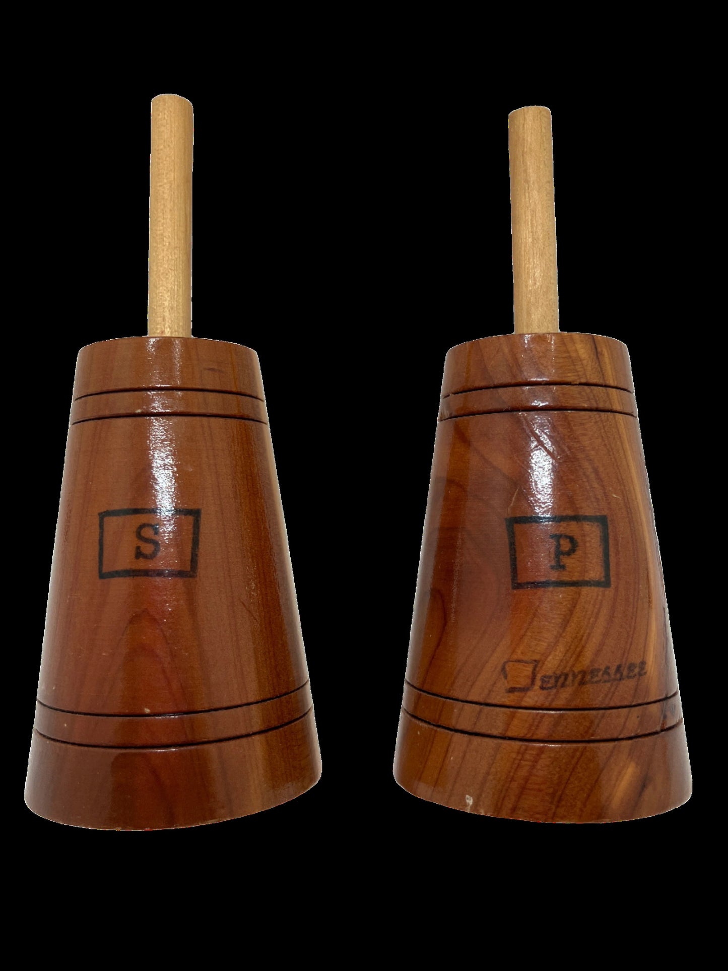 Vintage Salt & Pepper Wood Butter Churn Style