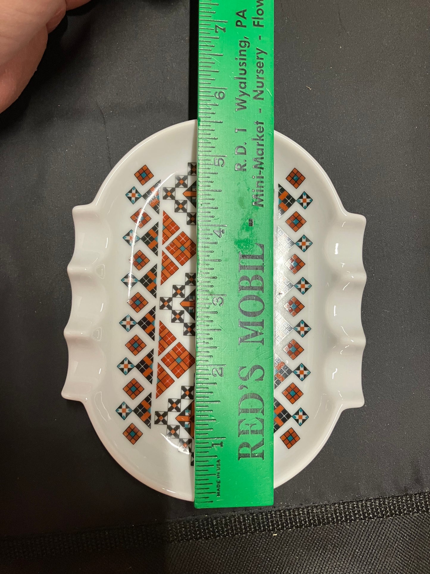 Vintage Ukrainian Porcelain Trinket Dish or Ashtray Marked Art by Marusia, Cross Stitch Pattern