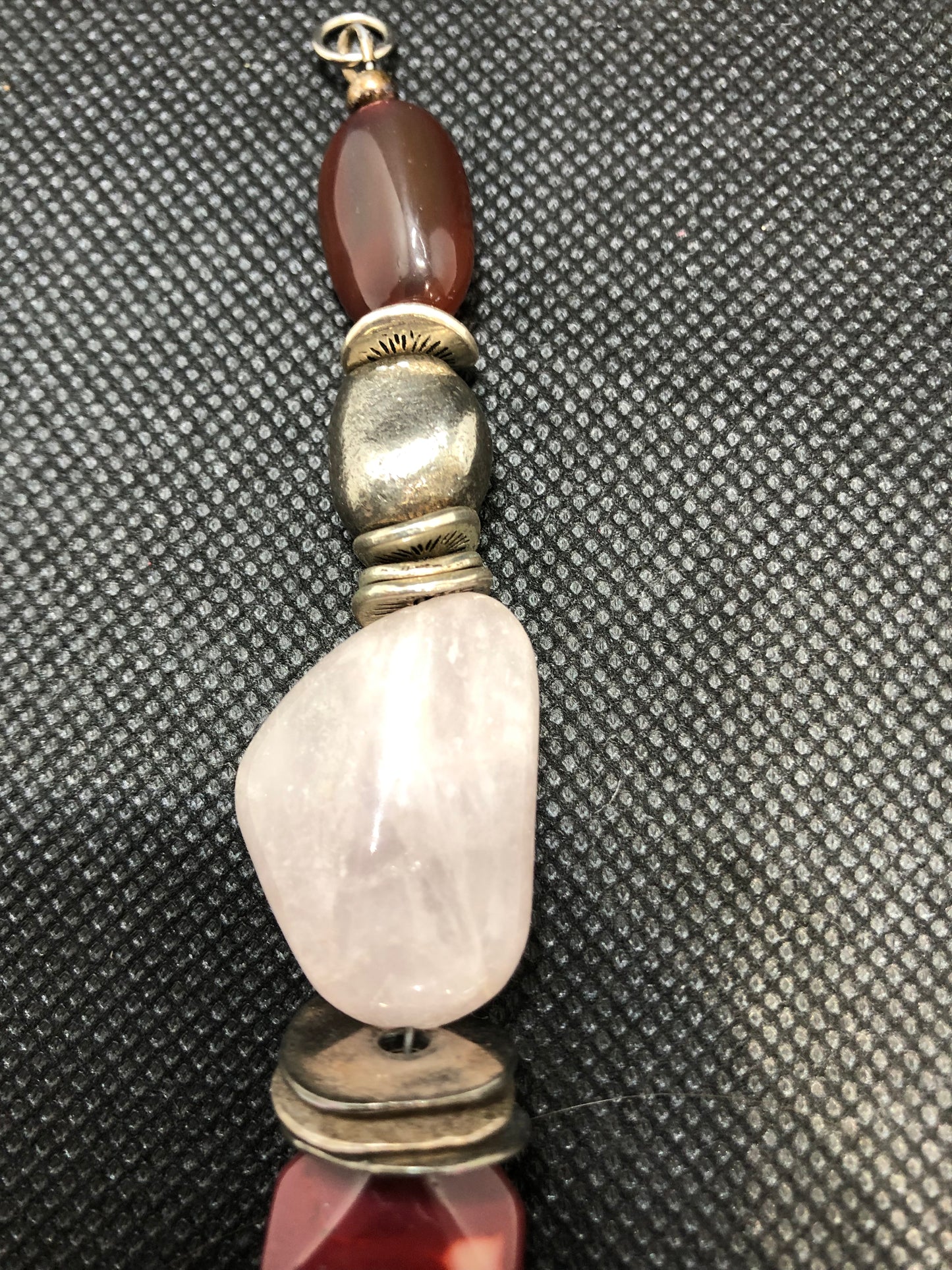 Beaded Bracelet with Rose Quartz Stones Close Up