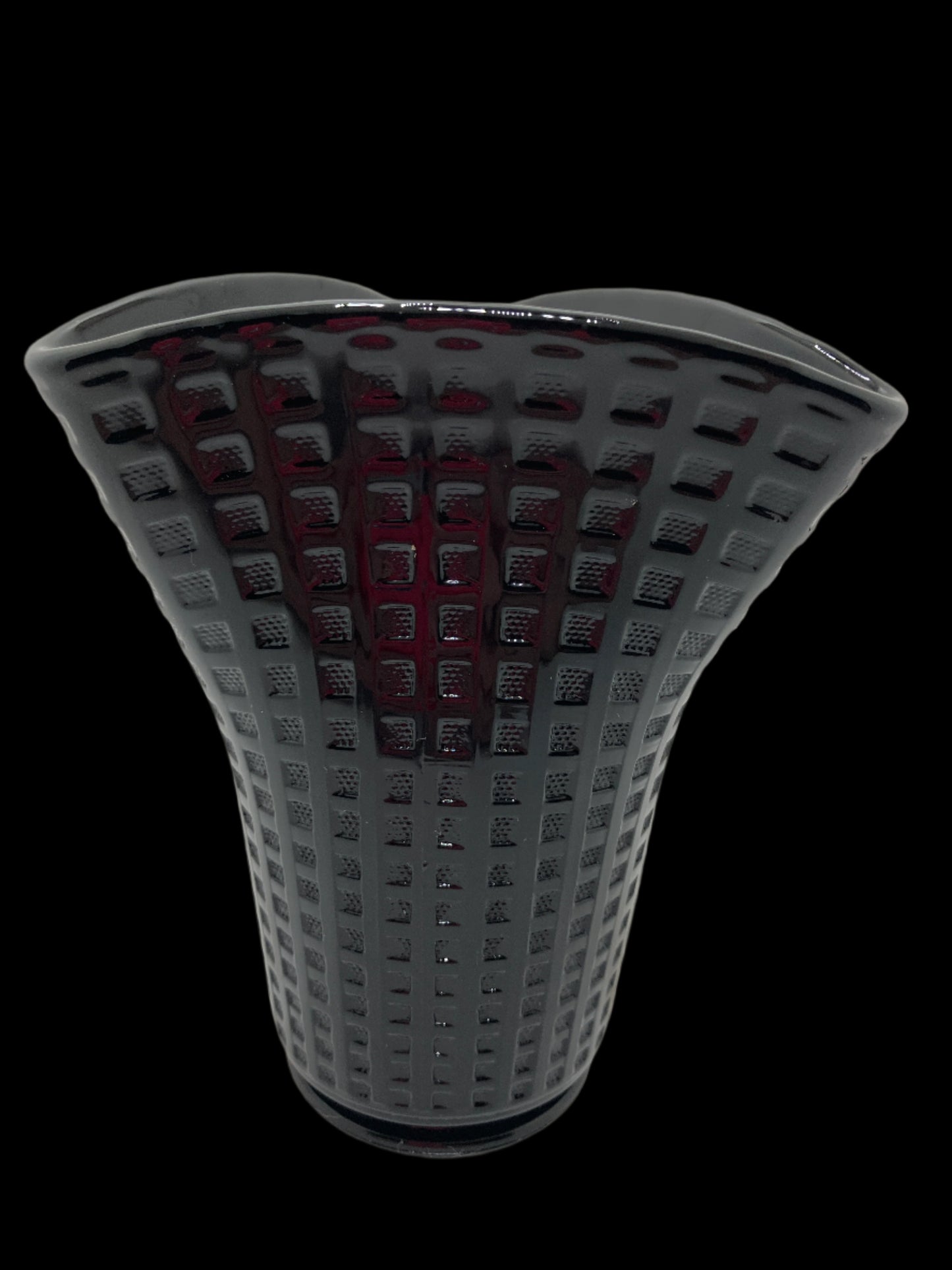 Black Amethyst Glass Waffle Vase