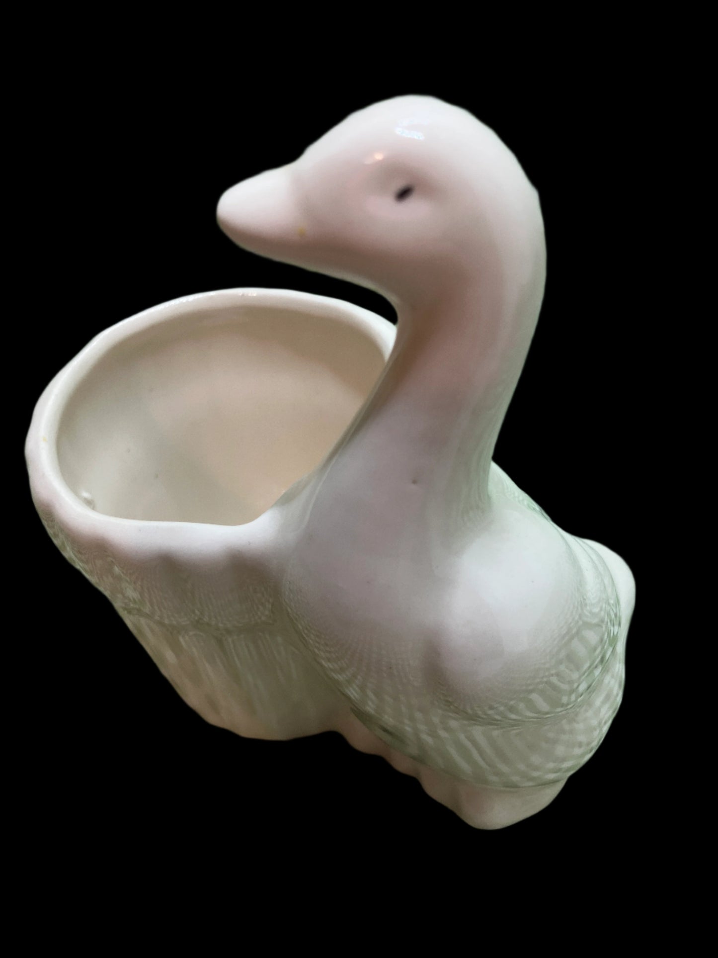 Vintage Ceramic Duck Planter – Small Creamy White – 4"