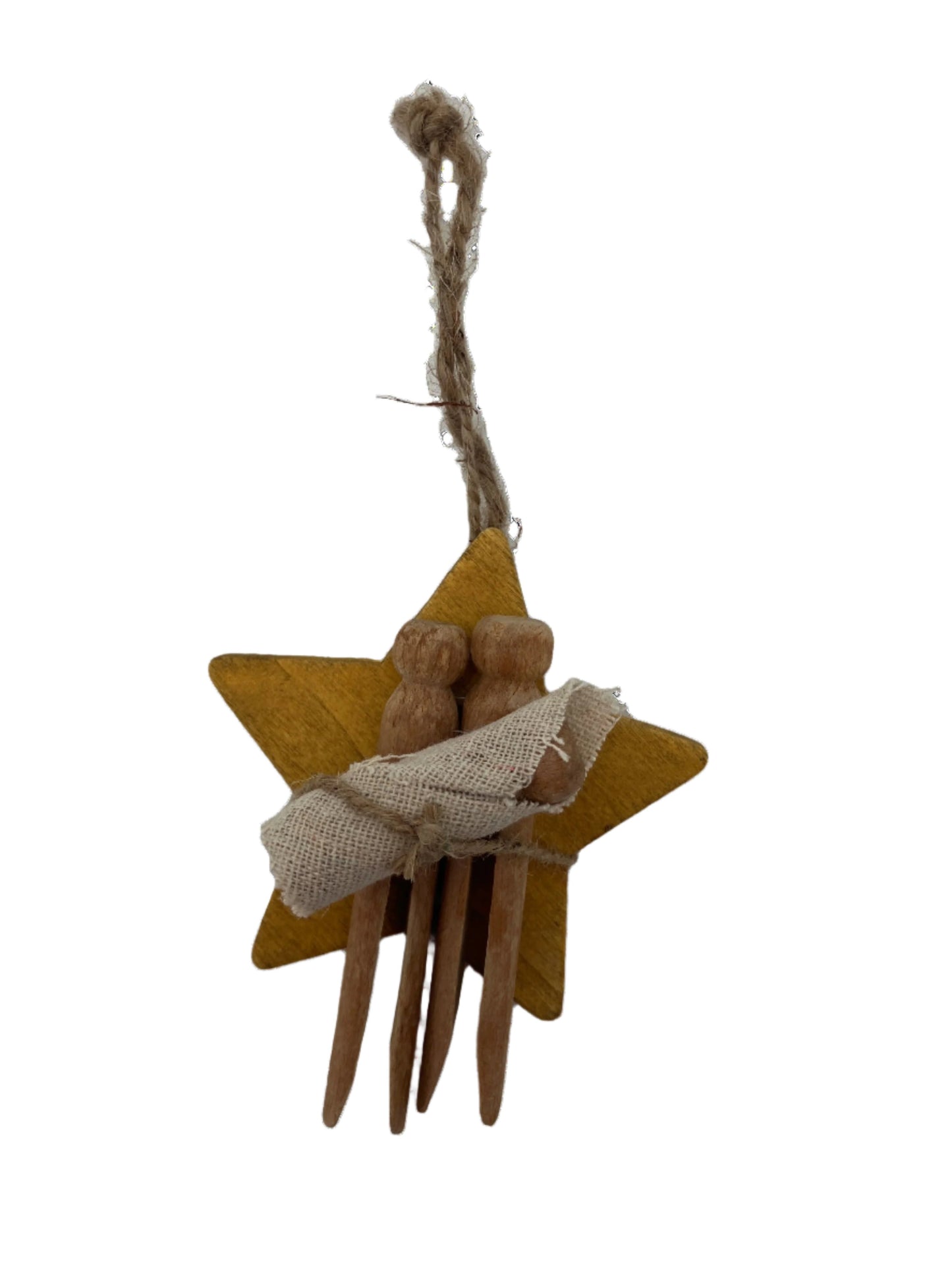 Christmas Ornament - Vintage Wooden Clothespin Handcrafted Nativity