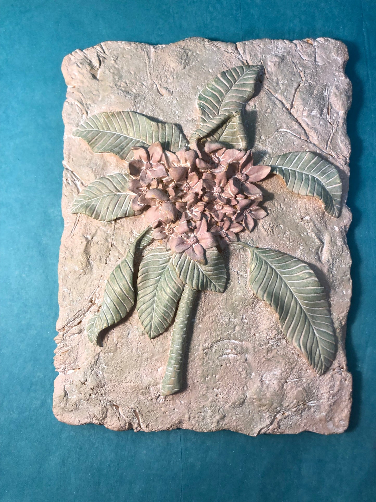 Vintage Cast Stone Floral Wall Plaque | Earth Tone Botanical Decor