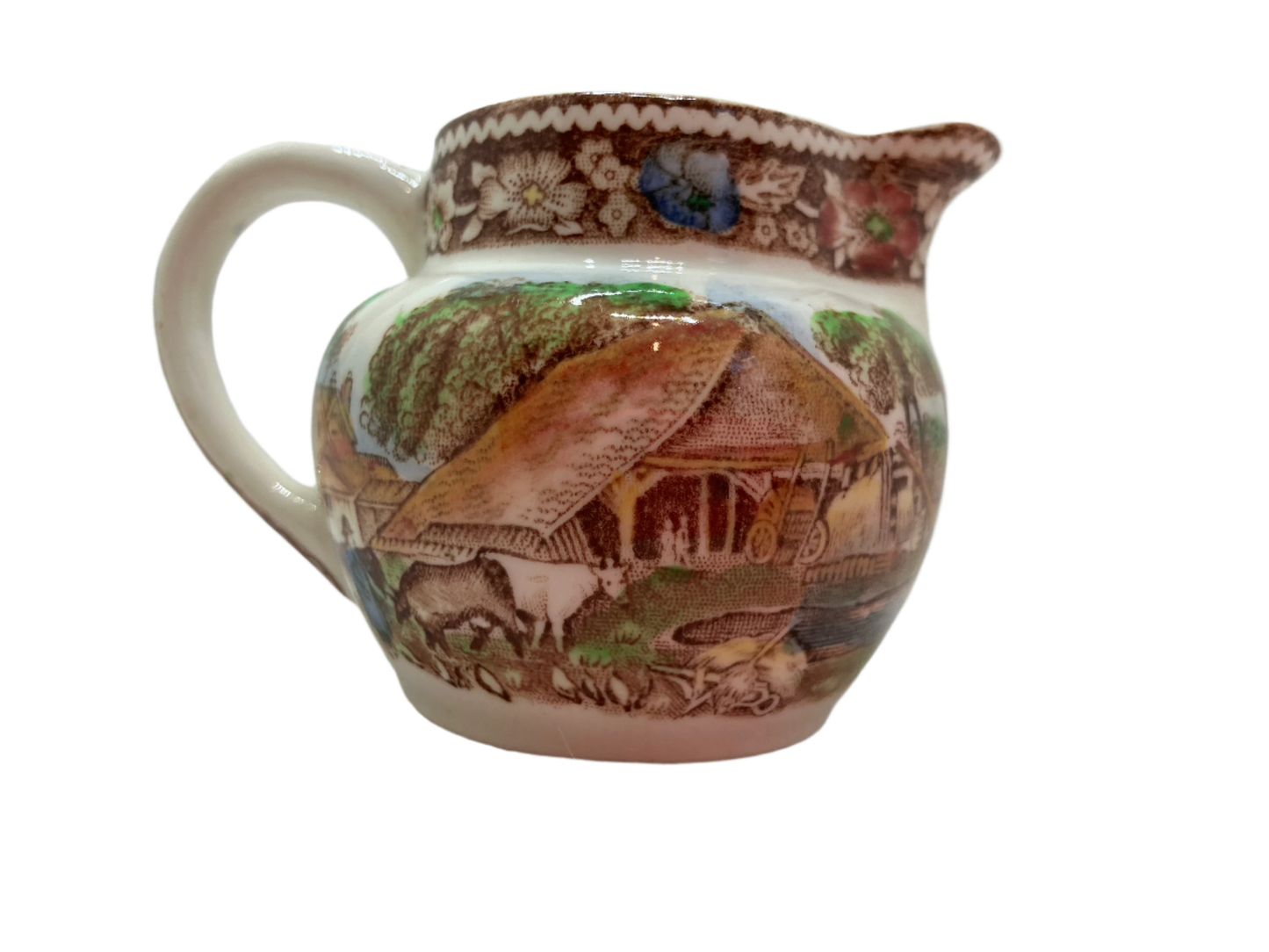 English transferware mini creamer made of porcelain