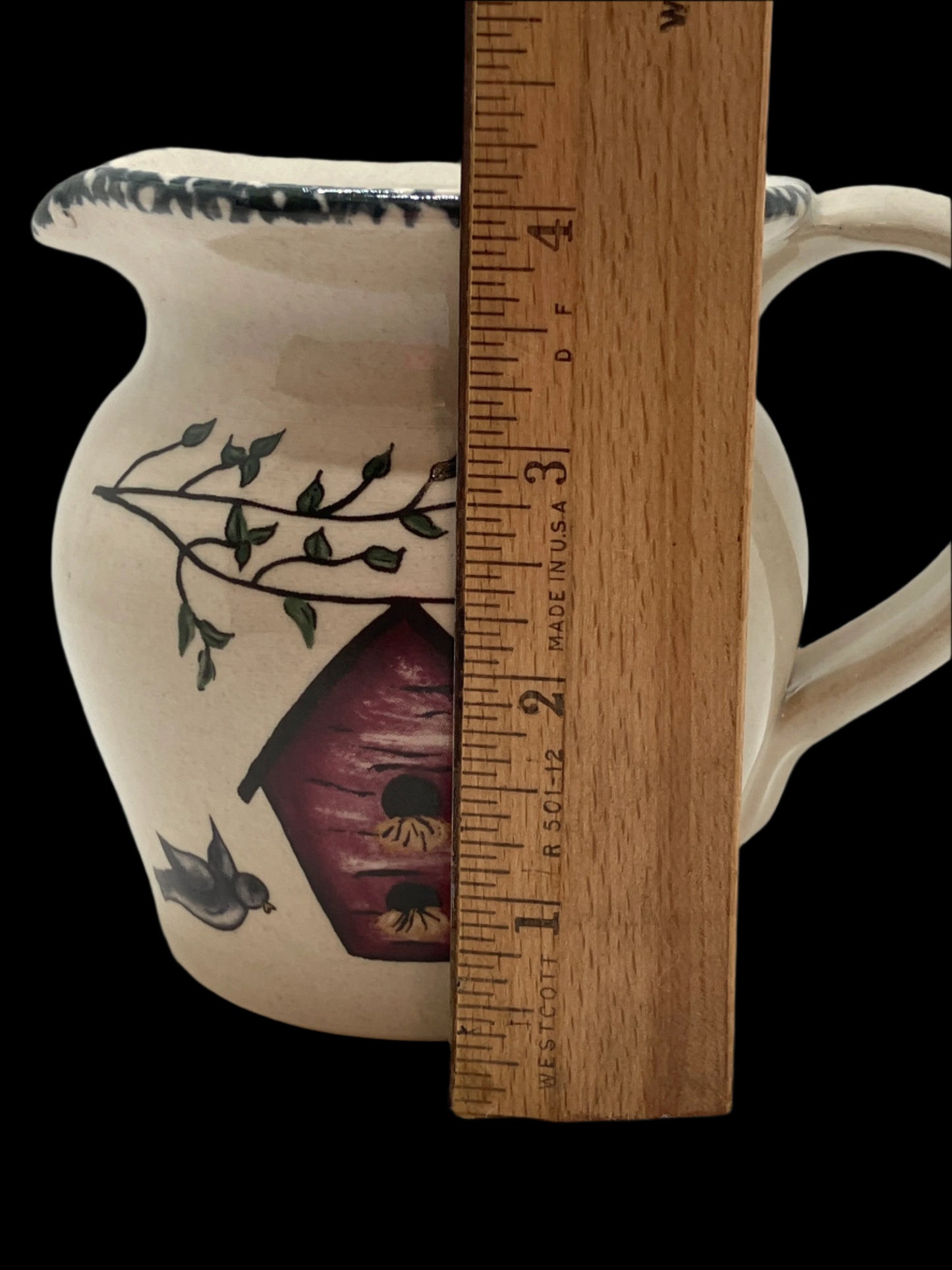 Vintage 1997 Casey Pottery Pitcher/Creamer – Birdhouse & Bird Design