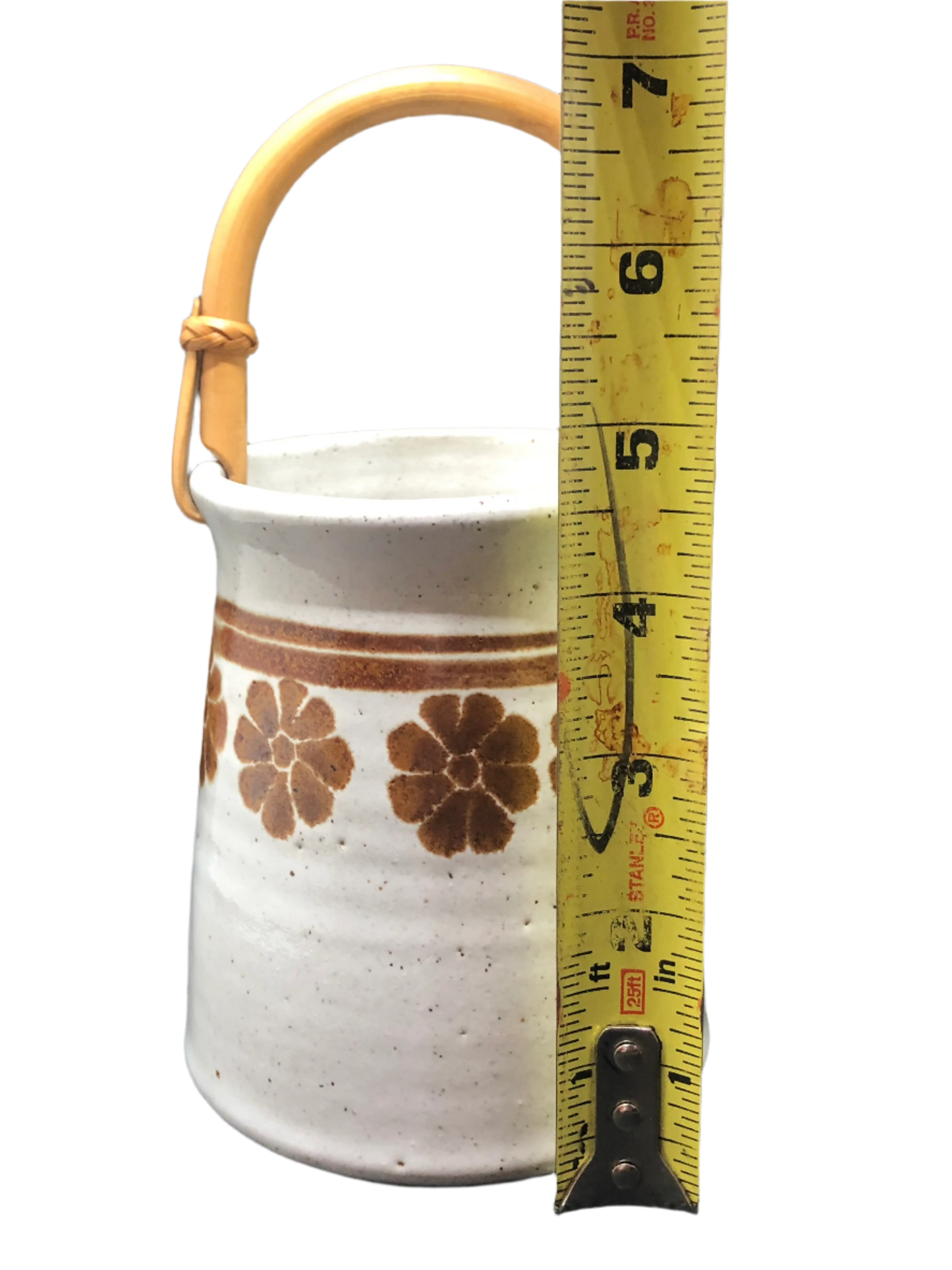 Pottery Vase with Bamboo Handle