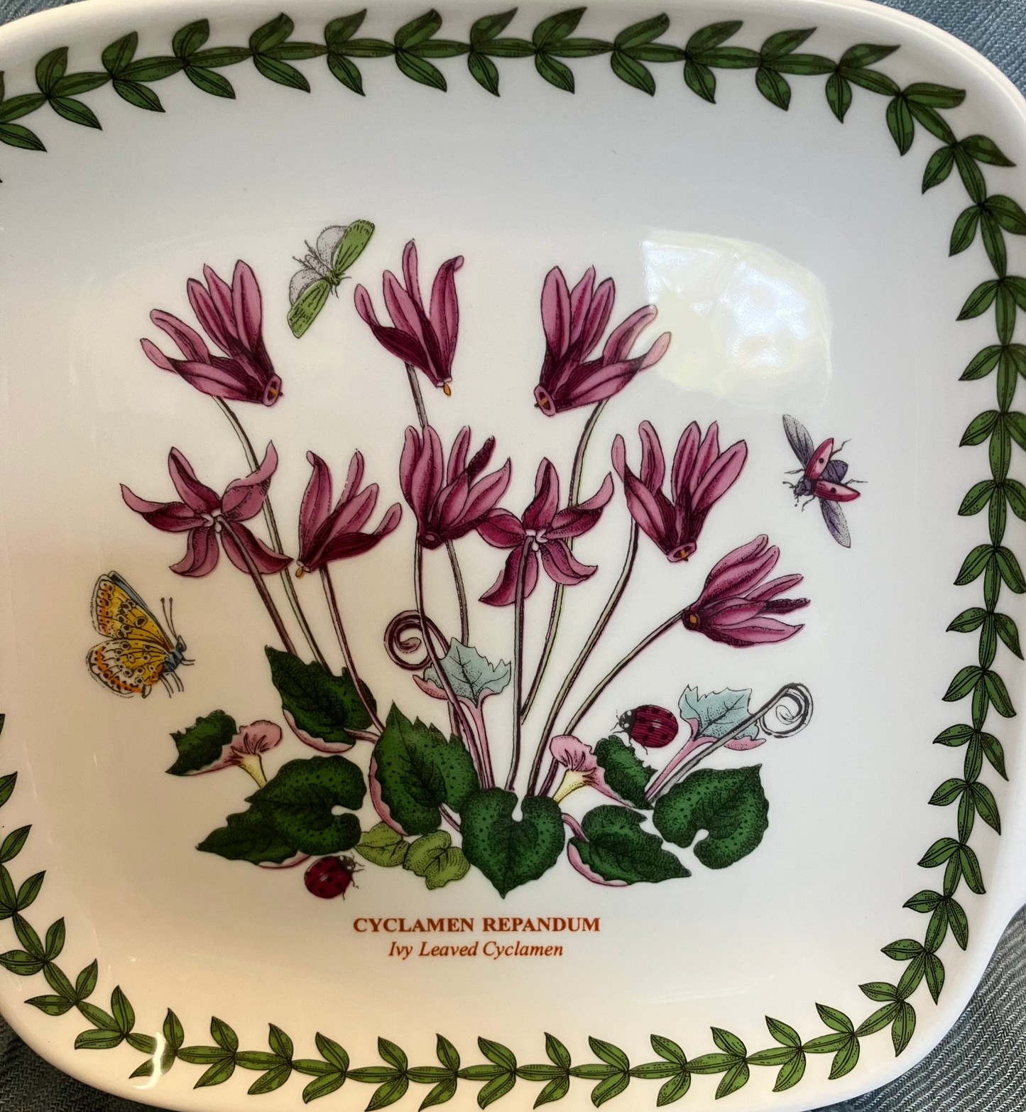 Vintage Portmeirion Botanic Garden Canapé Dishes – Set of 2- Cyclamen & Daisy