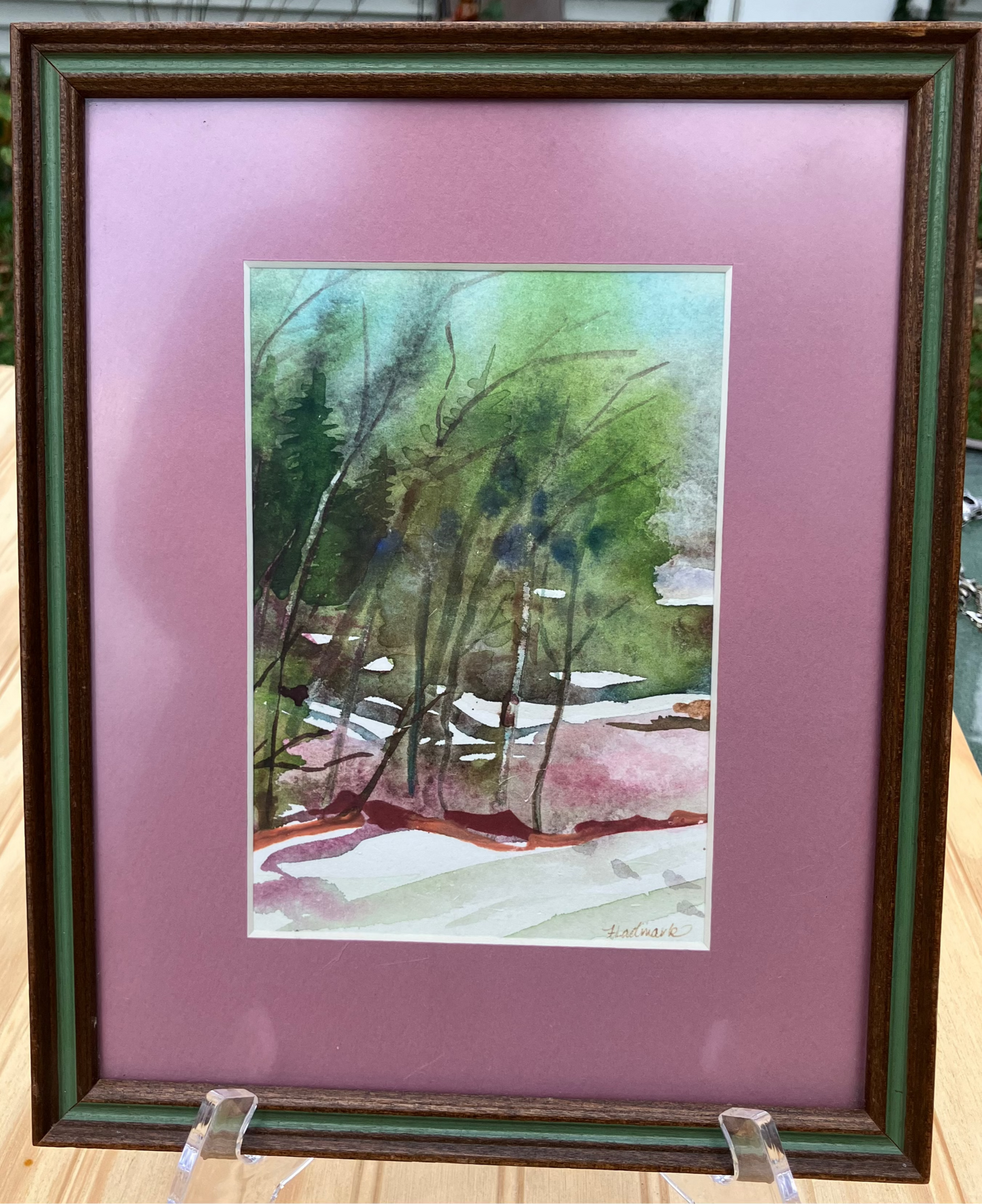 Vintage Watercolor Landscape – Framed & Matted, Signed Fladmark
