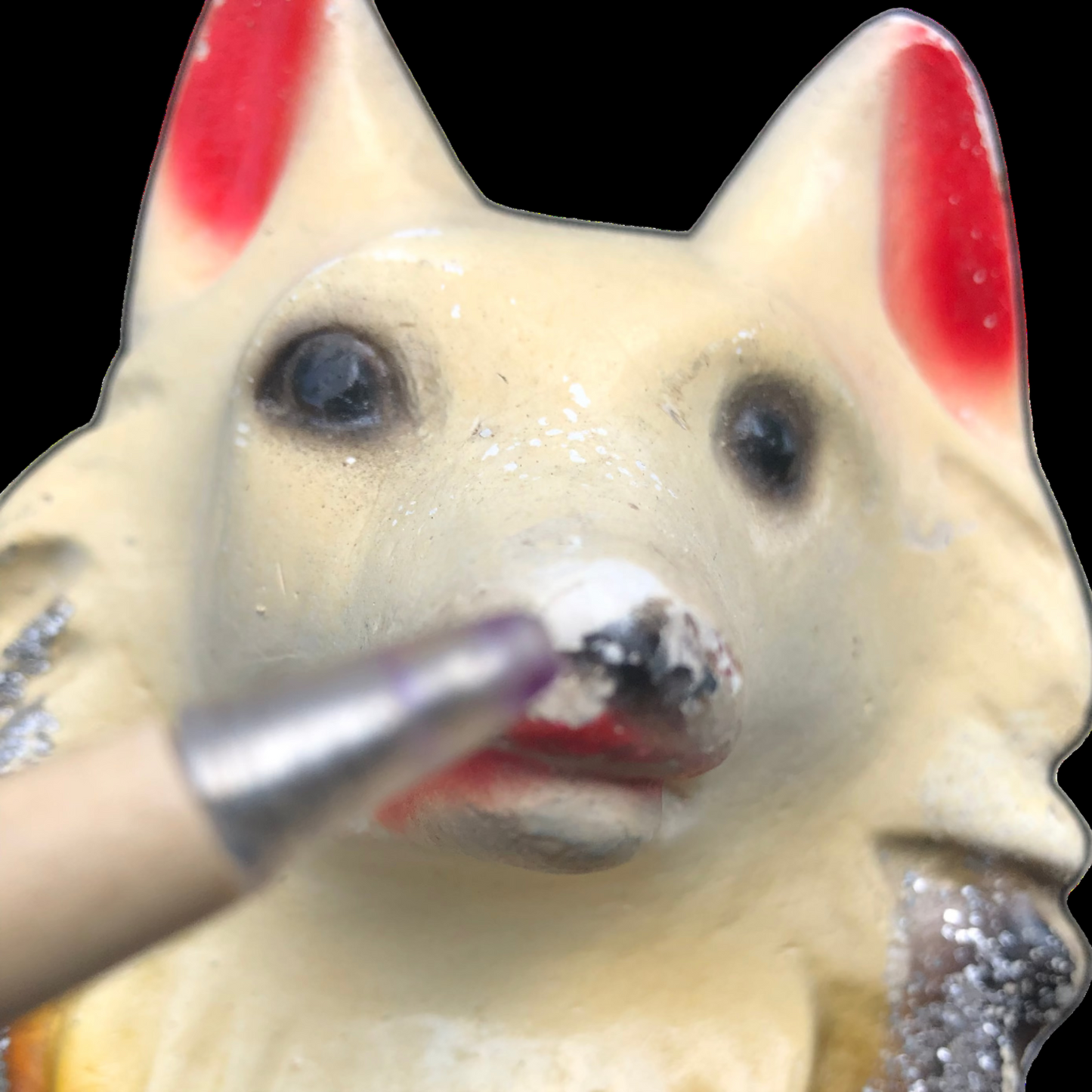 Vintage Chalkware Collie Dog Bank – Mid Century Carnival Prize