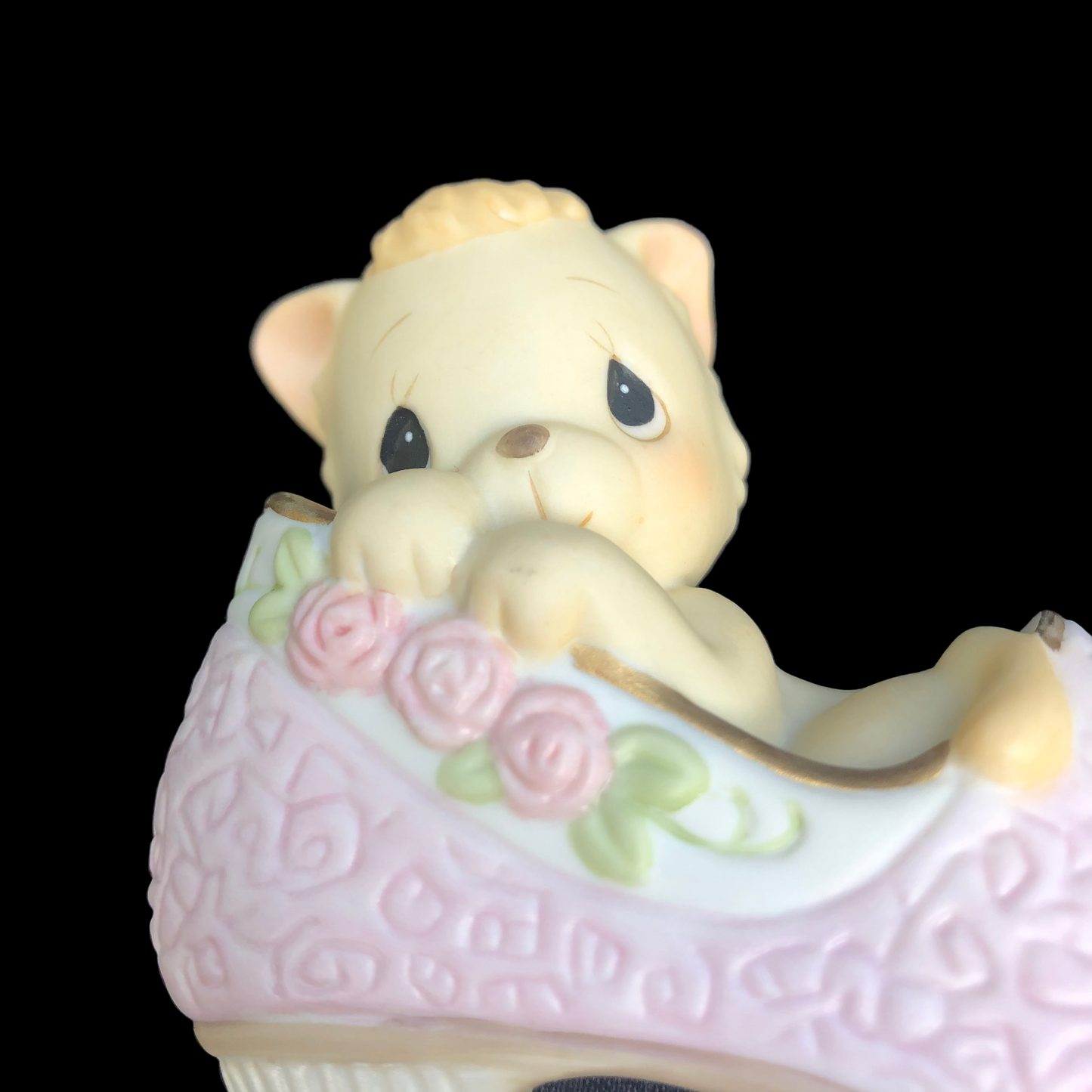 Vintage Precious Moments Ceramic Cat in Shoe – “You Are the Cat’s Meow