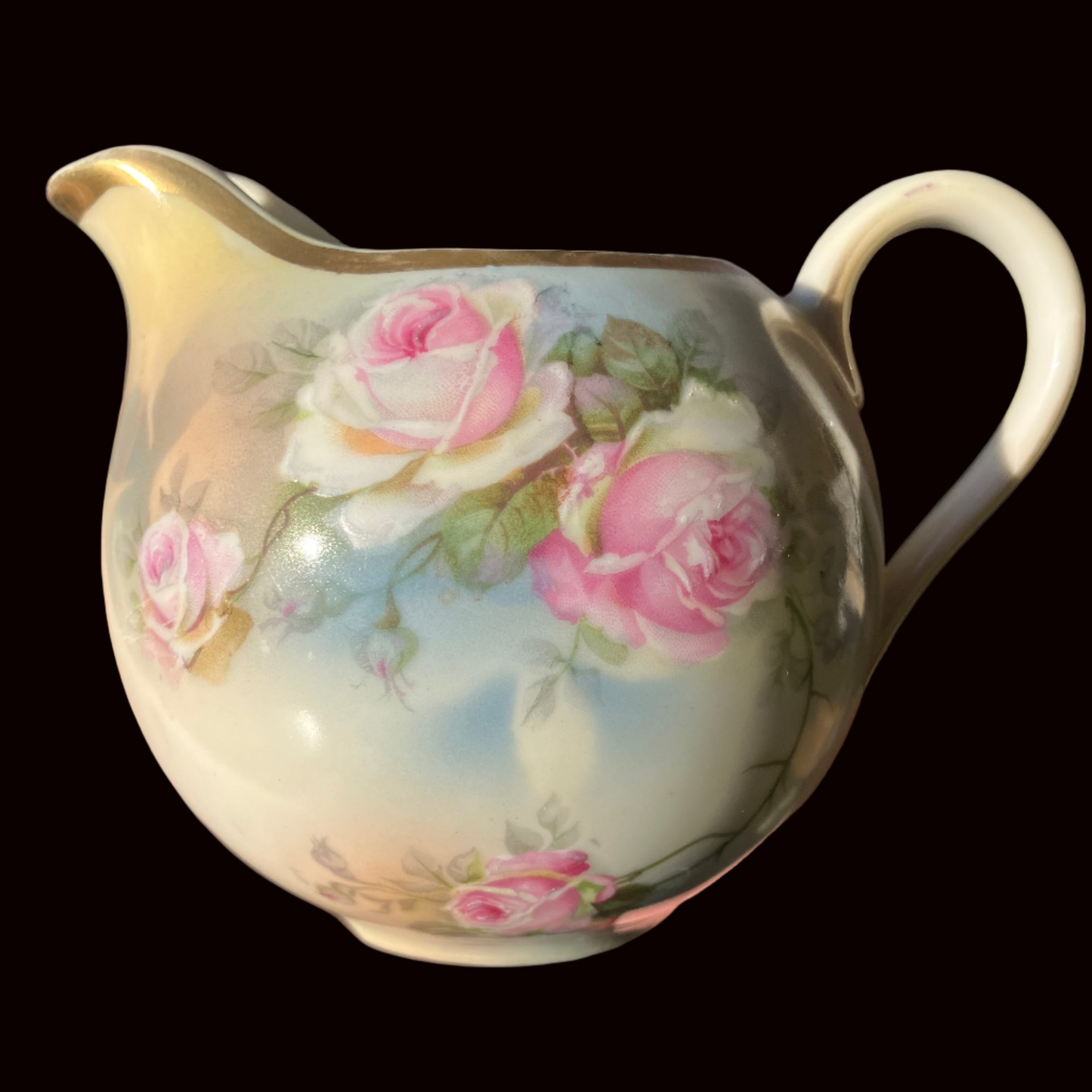 Antique Bavaria Handpainted Covered Creamer - PSAG Crown Mark