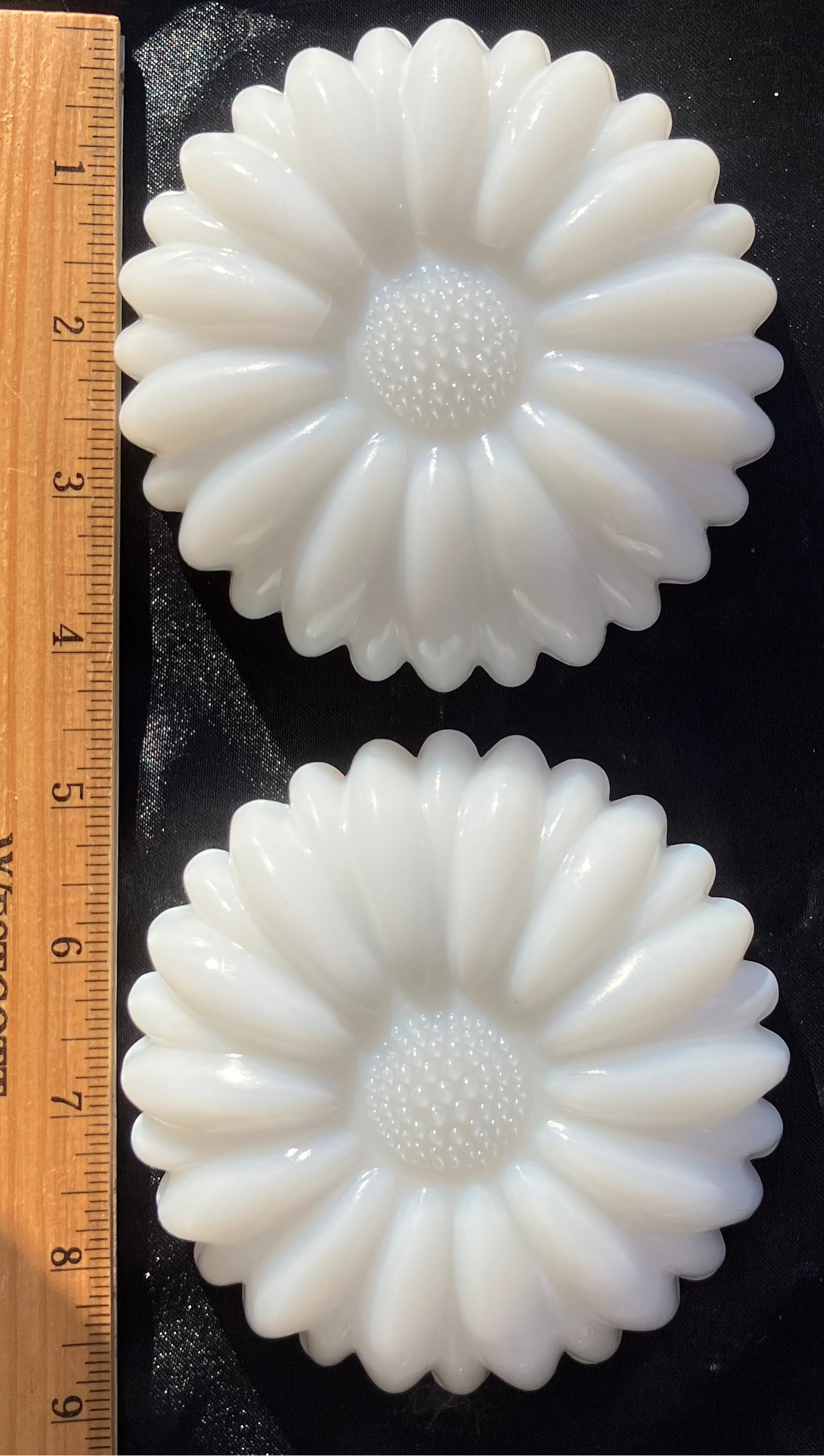 Hazel Atlas Milk Glass Candle Holders – Set of 2 Daisy Sunflower Design
