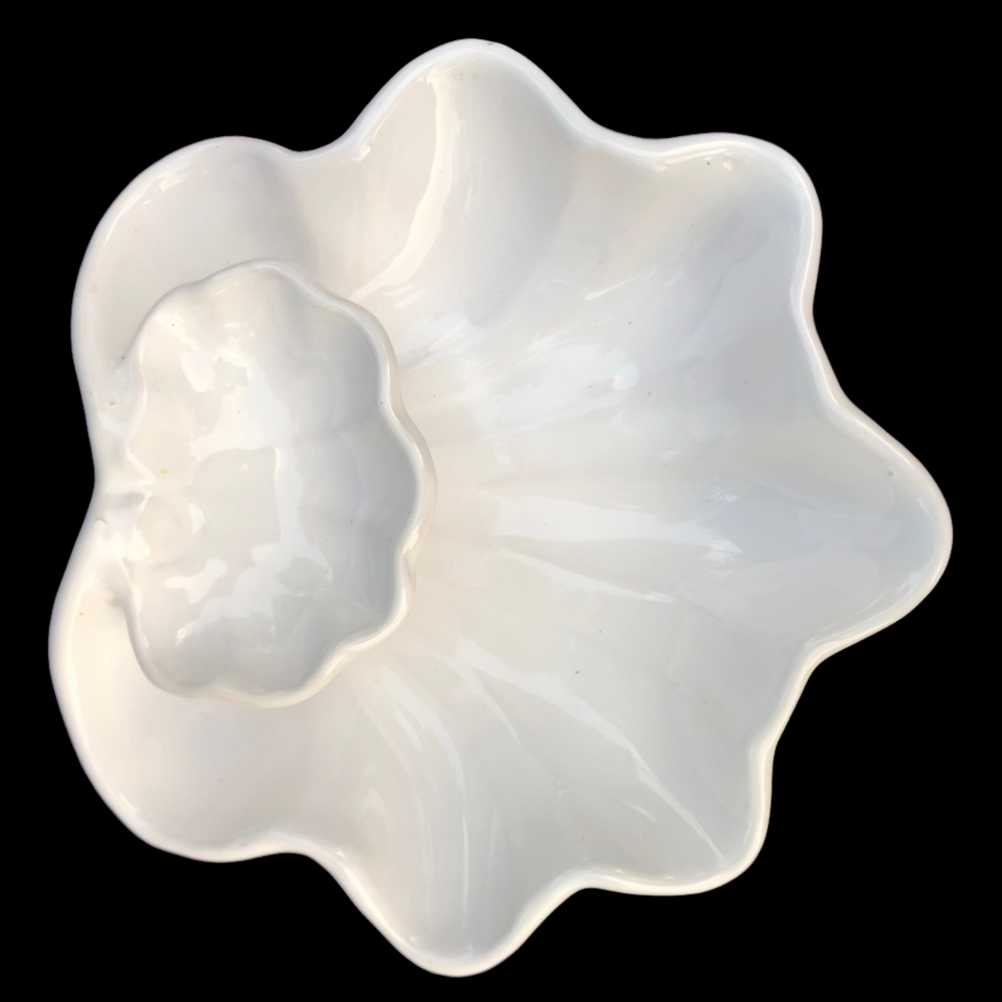 Vintage Italian Shell Dishes, White Pottery Pair, Marked Italy 09017, Coastal Trinket or Nut Dish