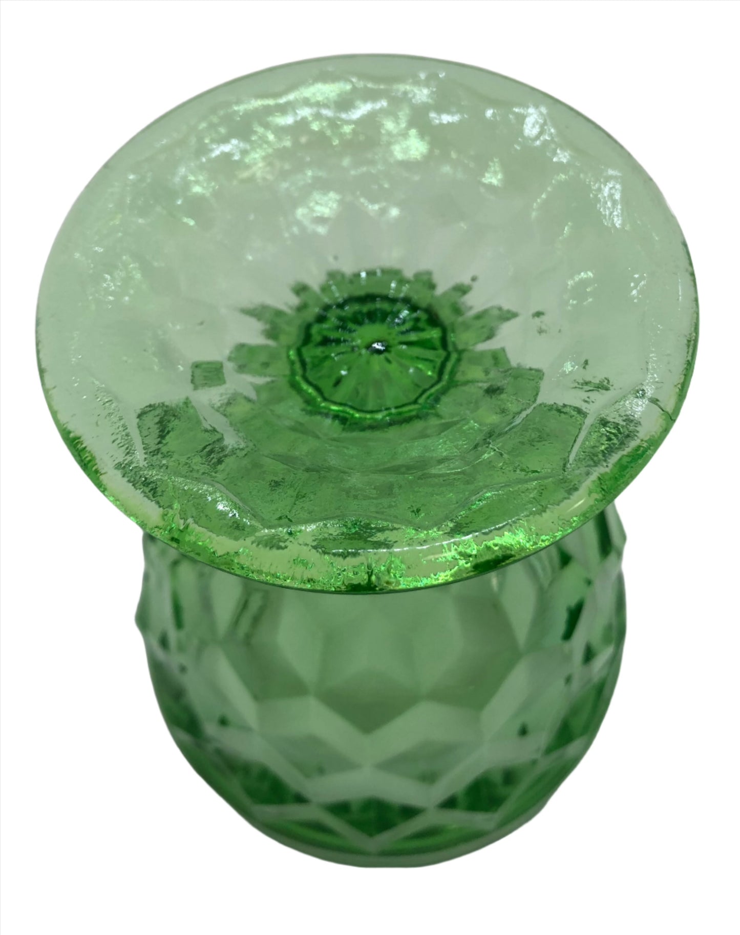 Uranium Green Glass Dessert Bowl