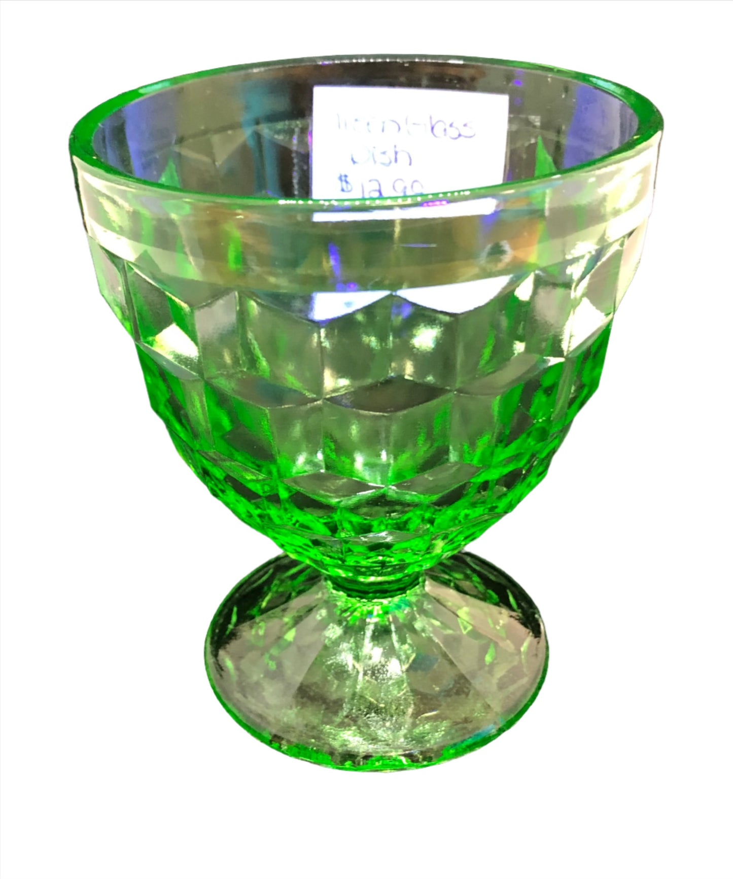 Uranium Green Glass Dessert Bowl