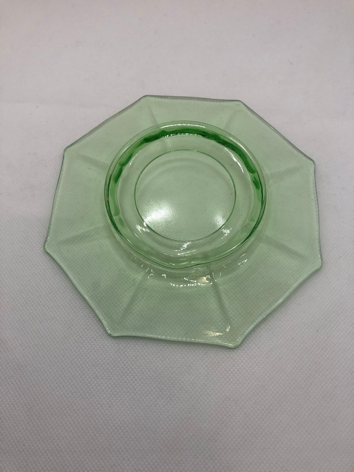 Egg Harbor Green Uranium Glass Tea Saucer