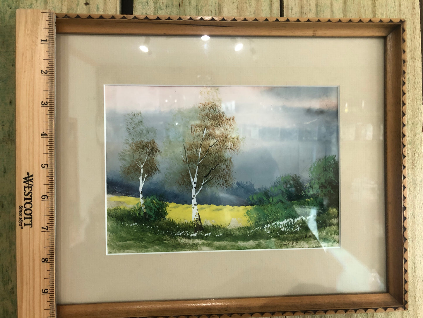 Vintage Framed Stormy Landscape Painting Signed by Aronigie