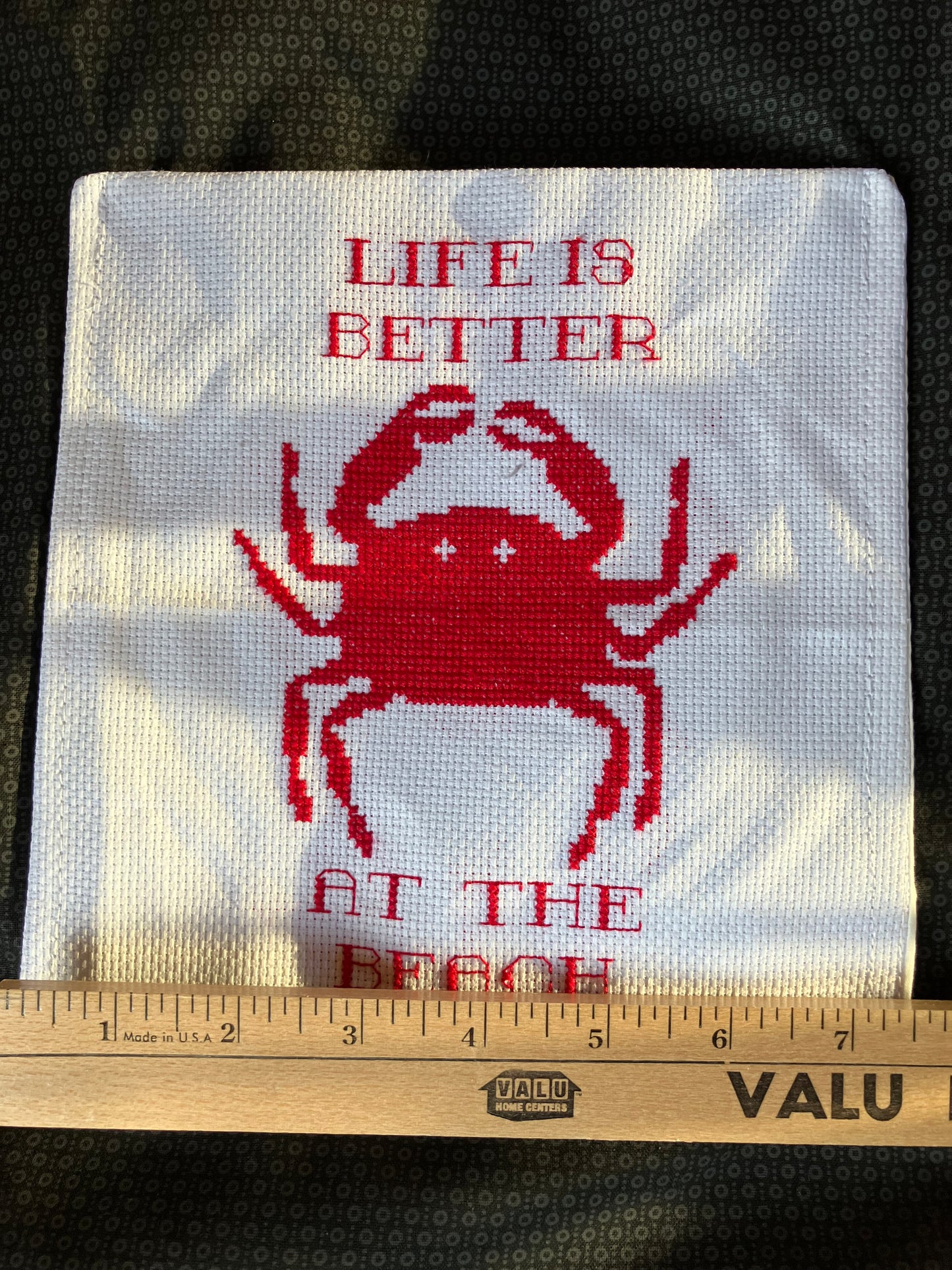 Tote Bag - Locally Made - Black and White, Beach Theme with Crab Design Pocket