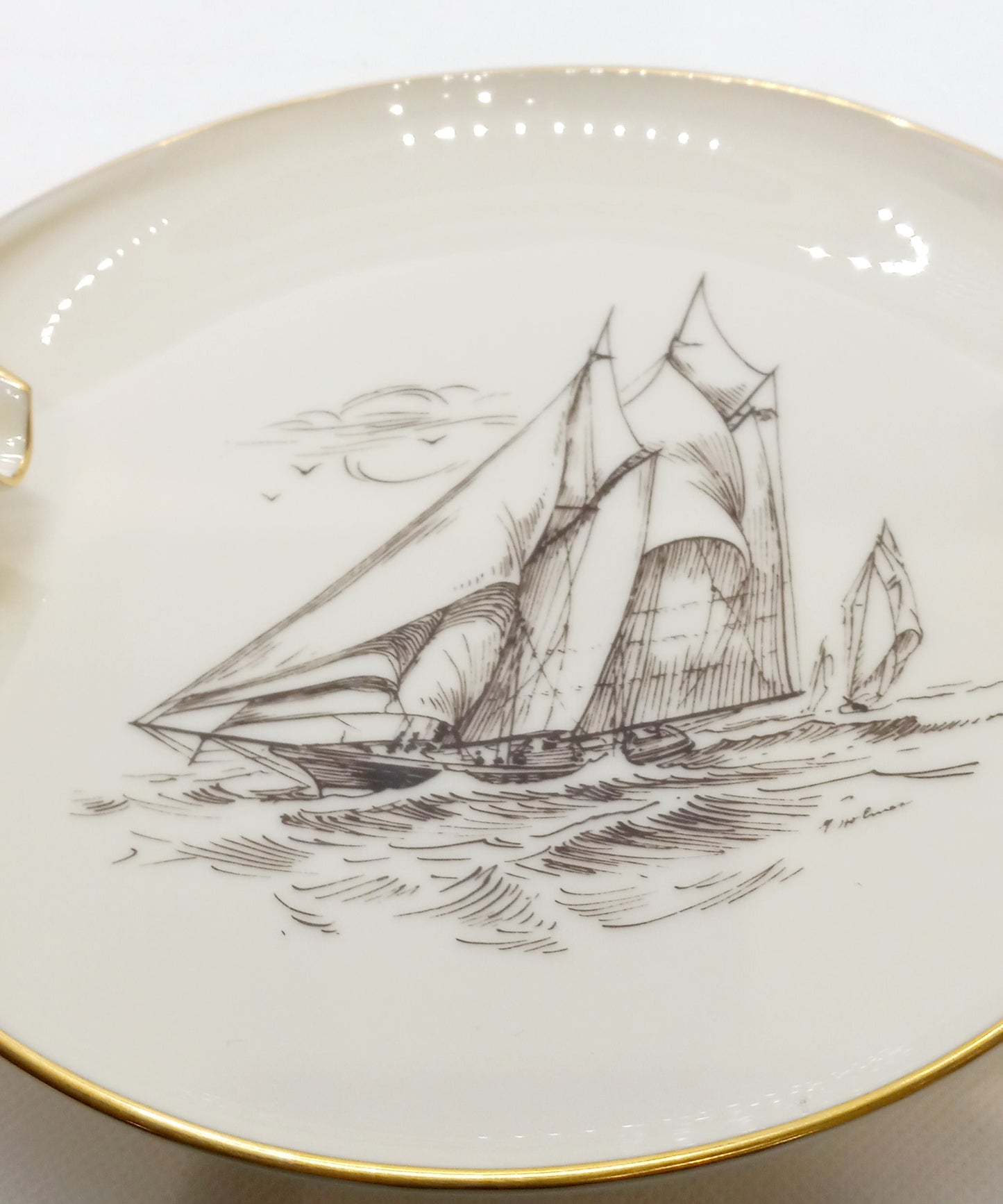 Lenox Fine China Ash Tray Ship with Gold Trim