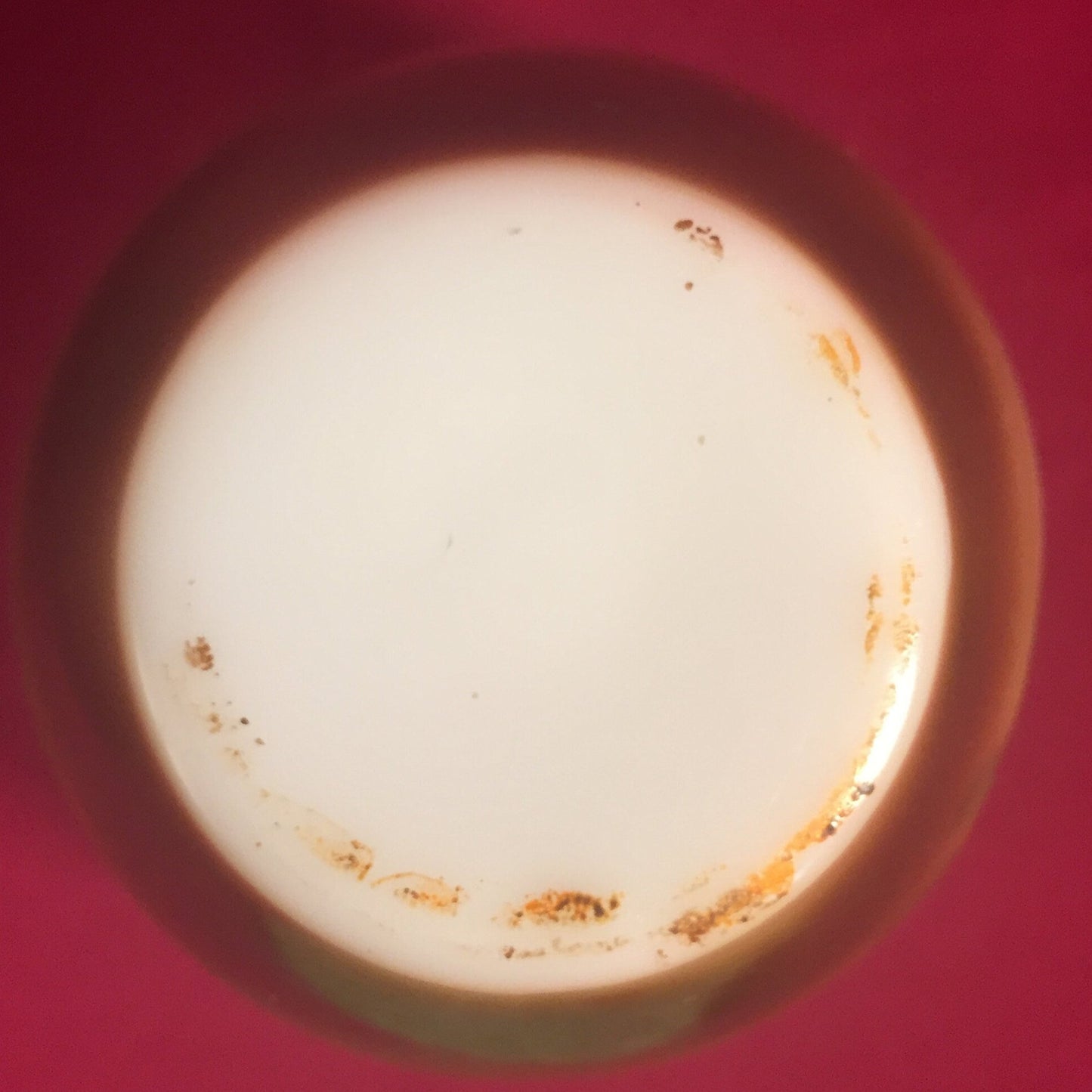 Milk glass vase painted bottom view