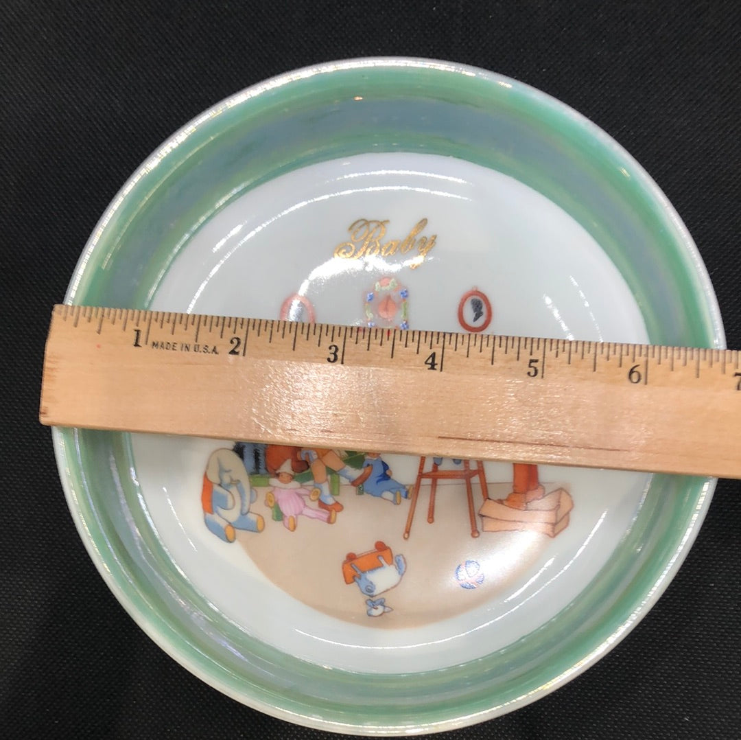 Porcelain Baby Dish Marked Czechoslovakia Vintage Bottom Diameter