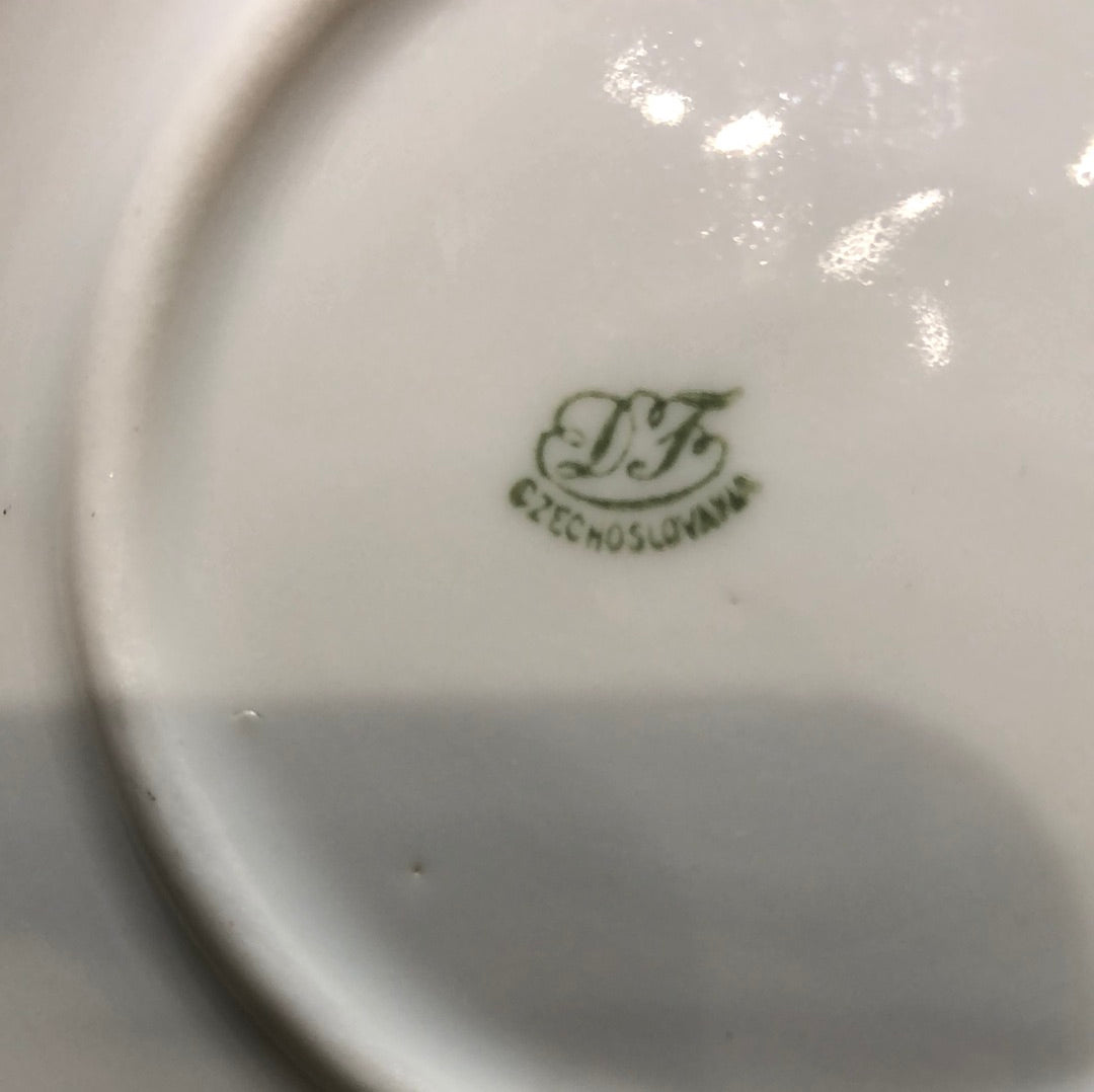 Porcelain Baby Dish Marked Czechoslovakia Vintage Bottom Makers Mark