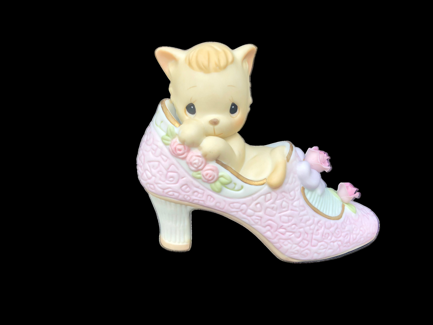 Precious Moments You Are The Cats Meow - Tan kitten in pink shoe