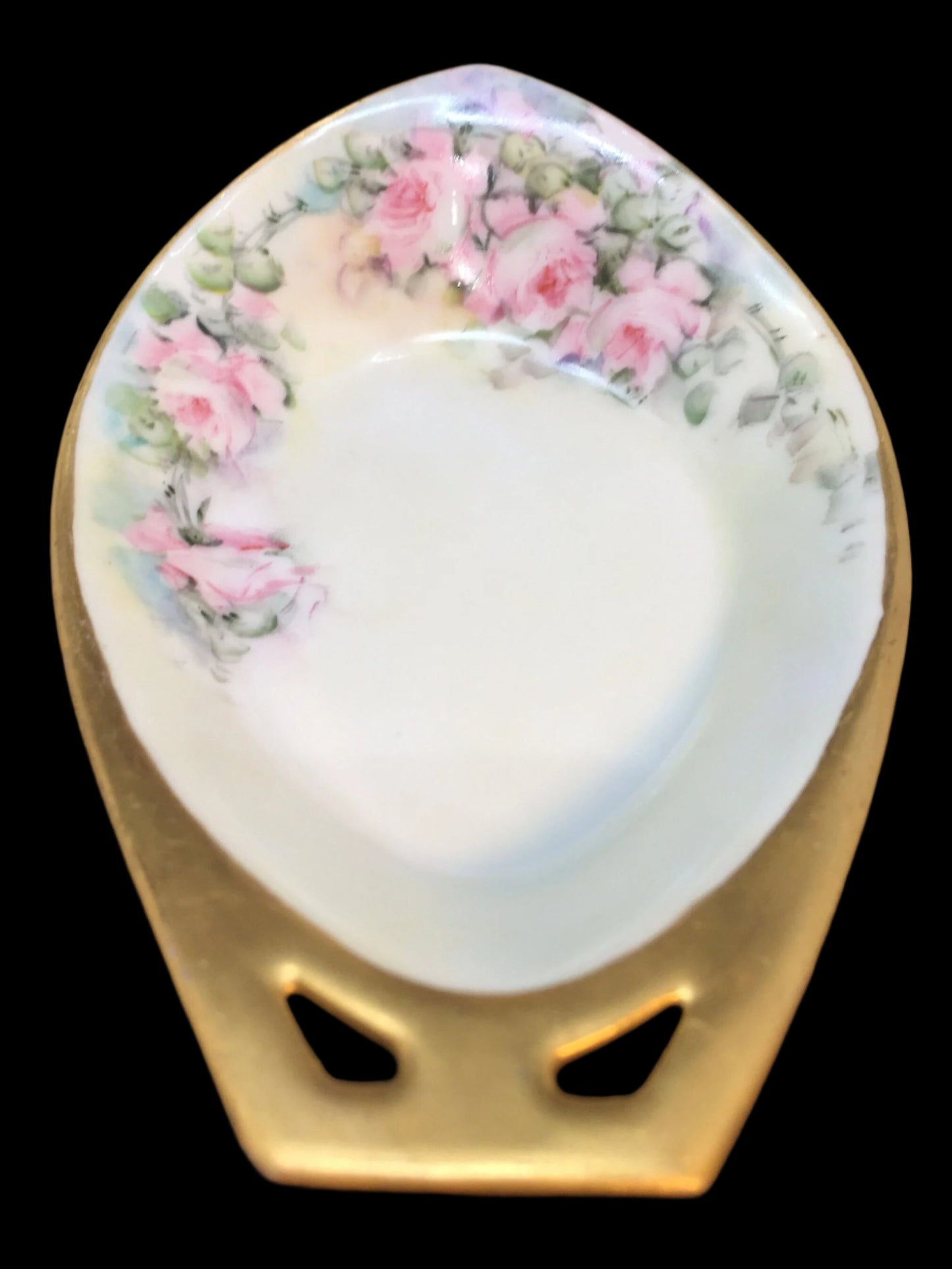 R&S Germany Trinket Dish Handle Roses End View
