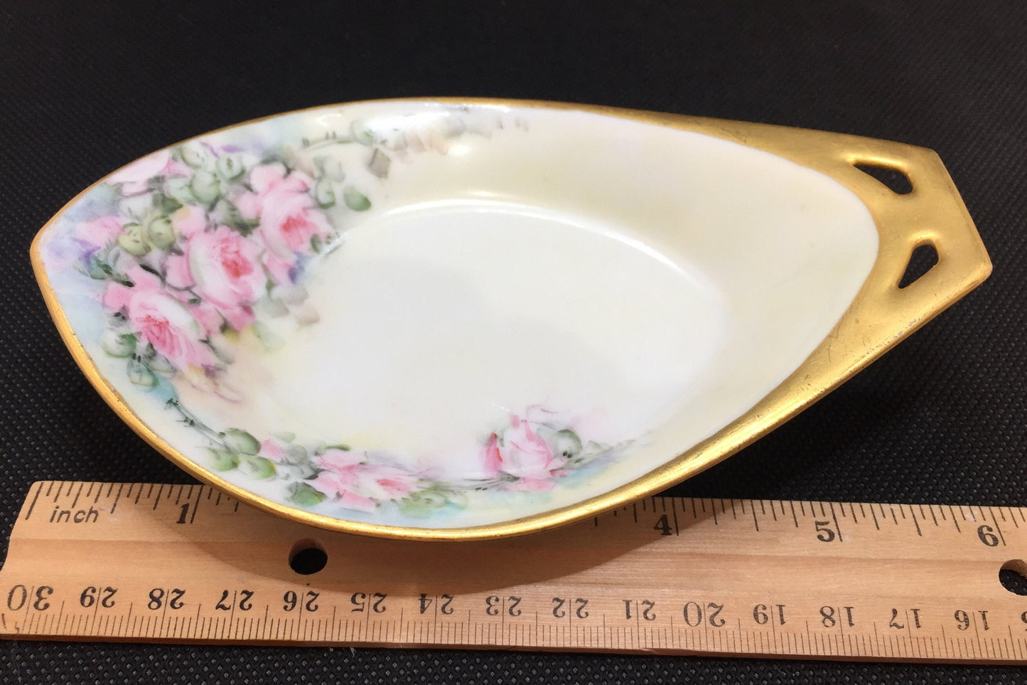 R&S Germany Trinket Dish Handle Roses Length