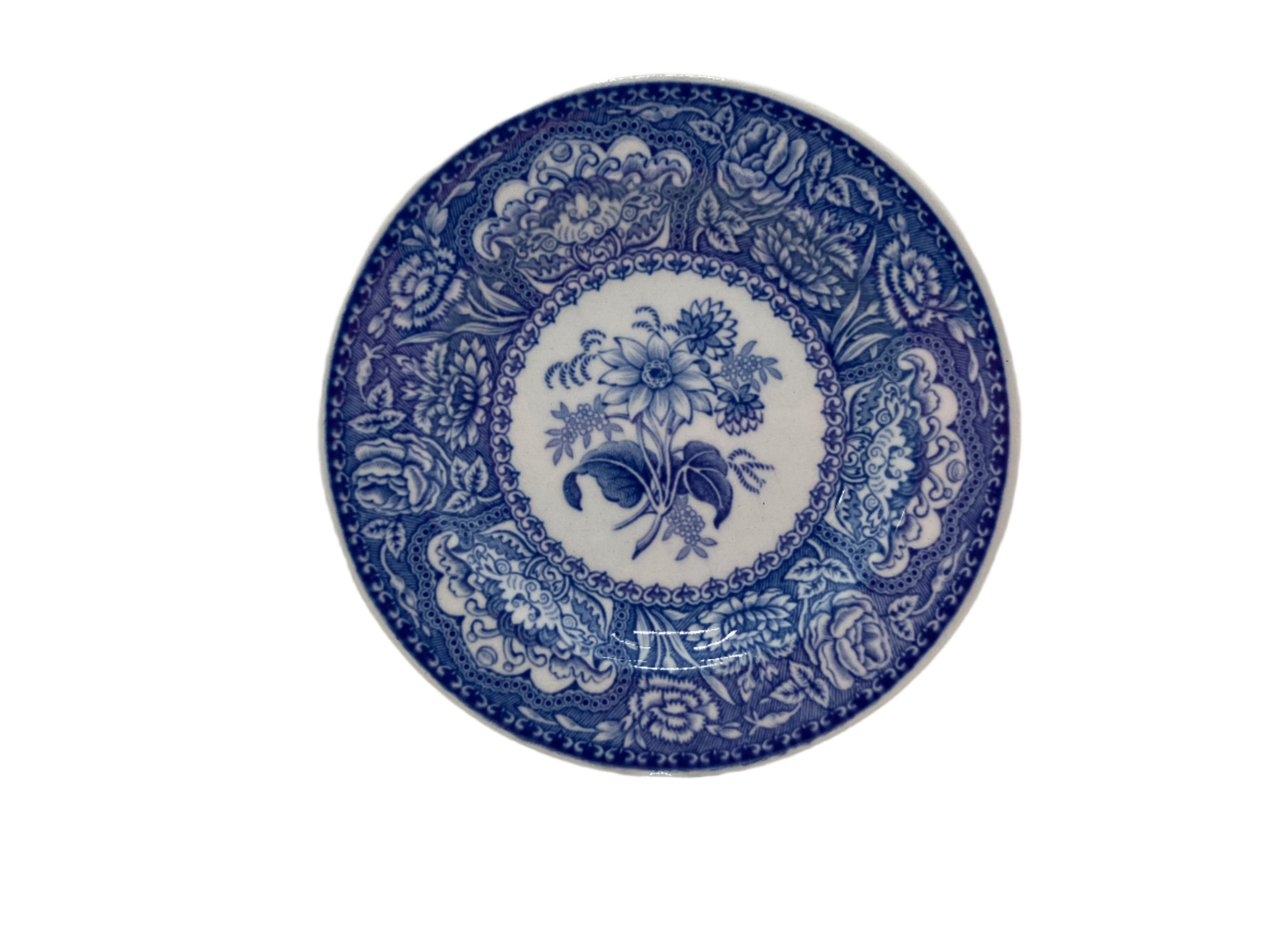 Spode Blue and white floral patterned mini plate on a white background