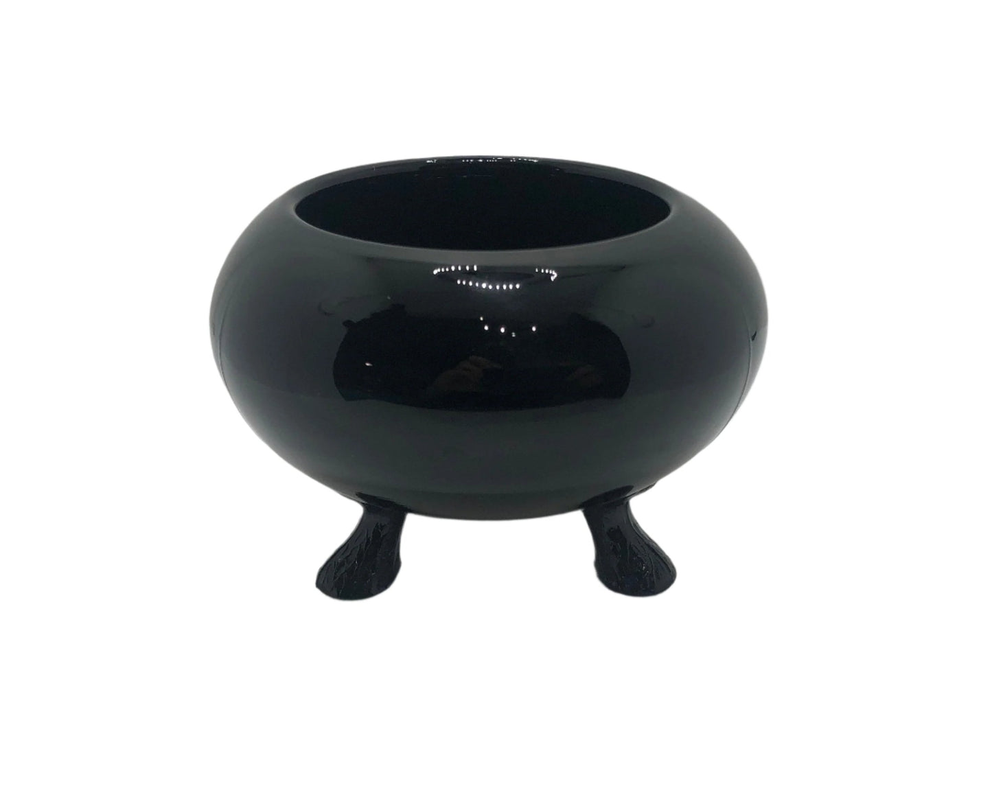 Vintage Black Amethyst Glass Bowl with Three Legs