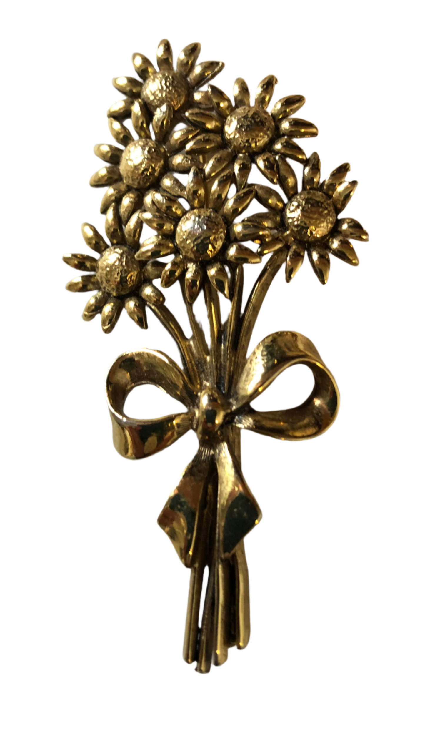 Vintage Gold Tone Daisy Bouquet Brooch costume jewelry
