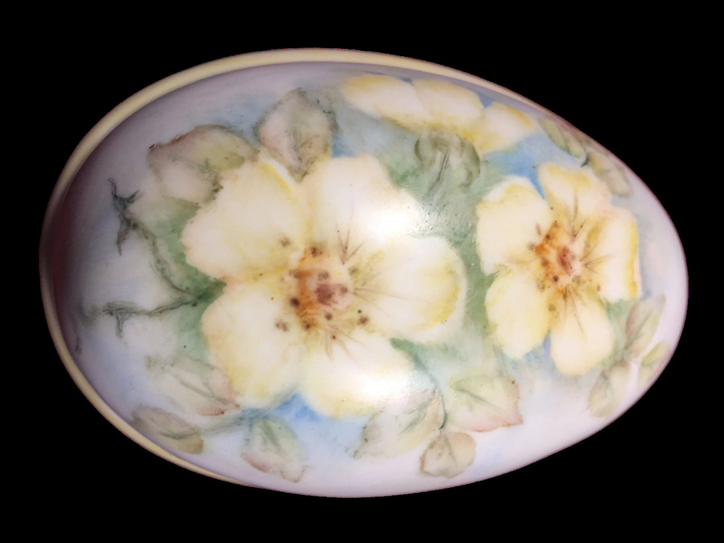 Vintage Porcelain Egg with Hand Painted Roses