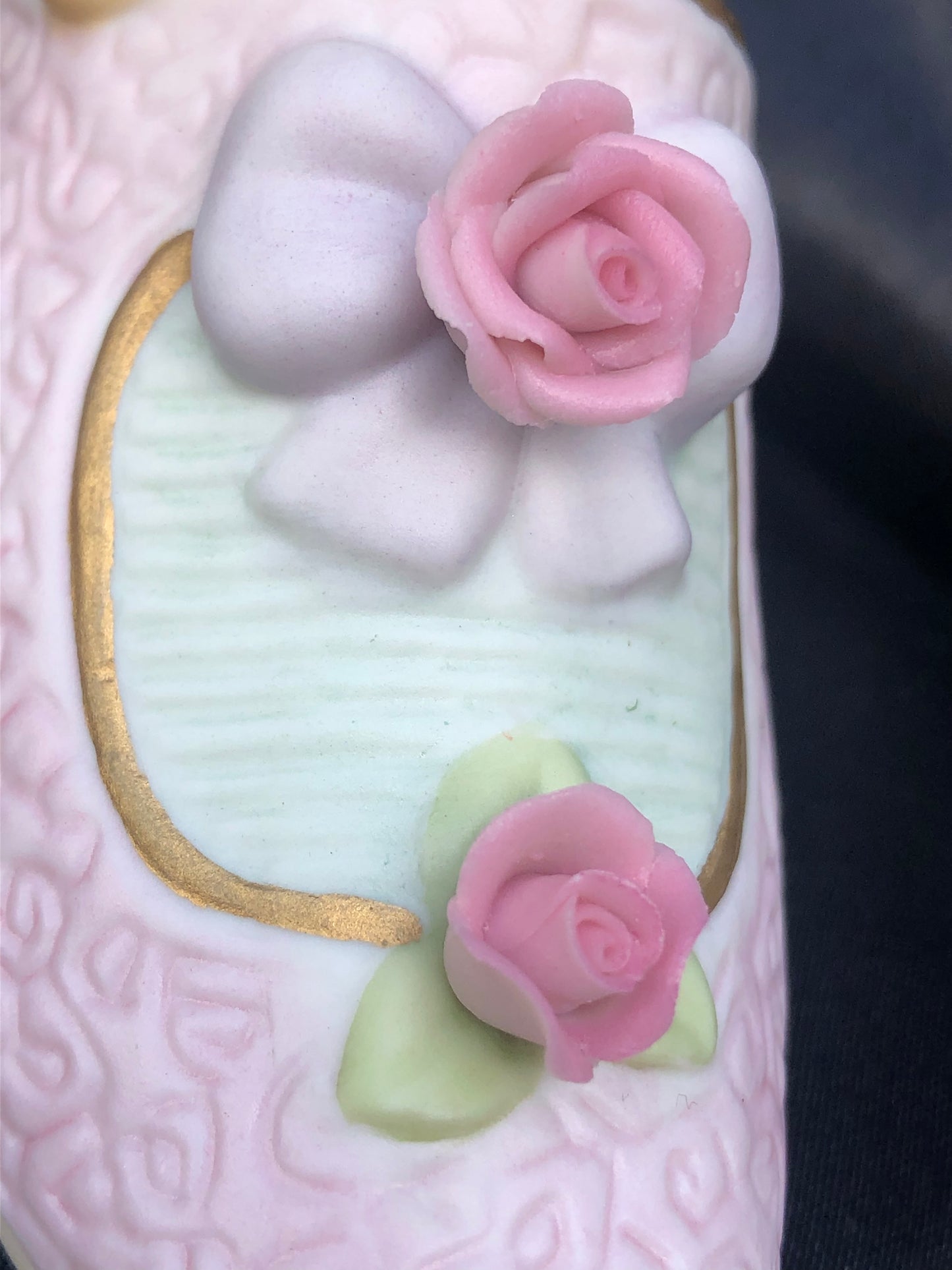 Vintage Precious Moments You Are The Cats Meow - Close up of delicate ceramic roses