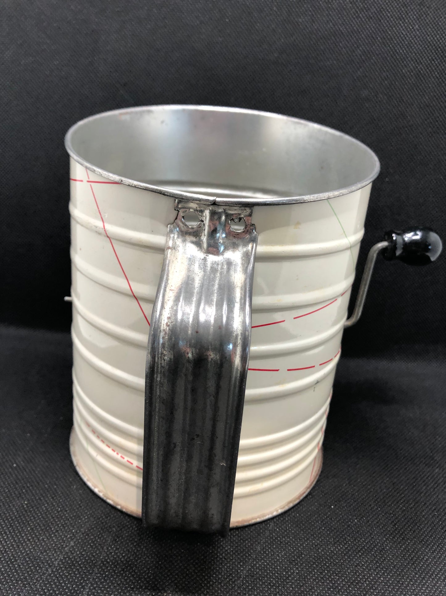 Vintage flour sifter mid century handle