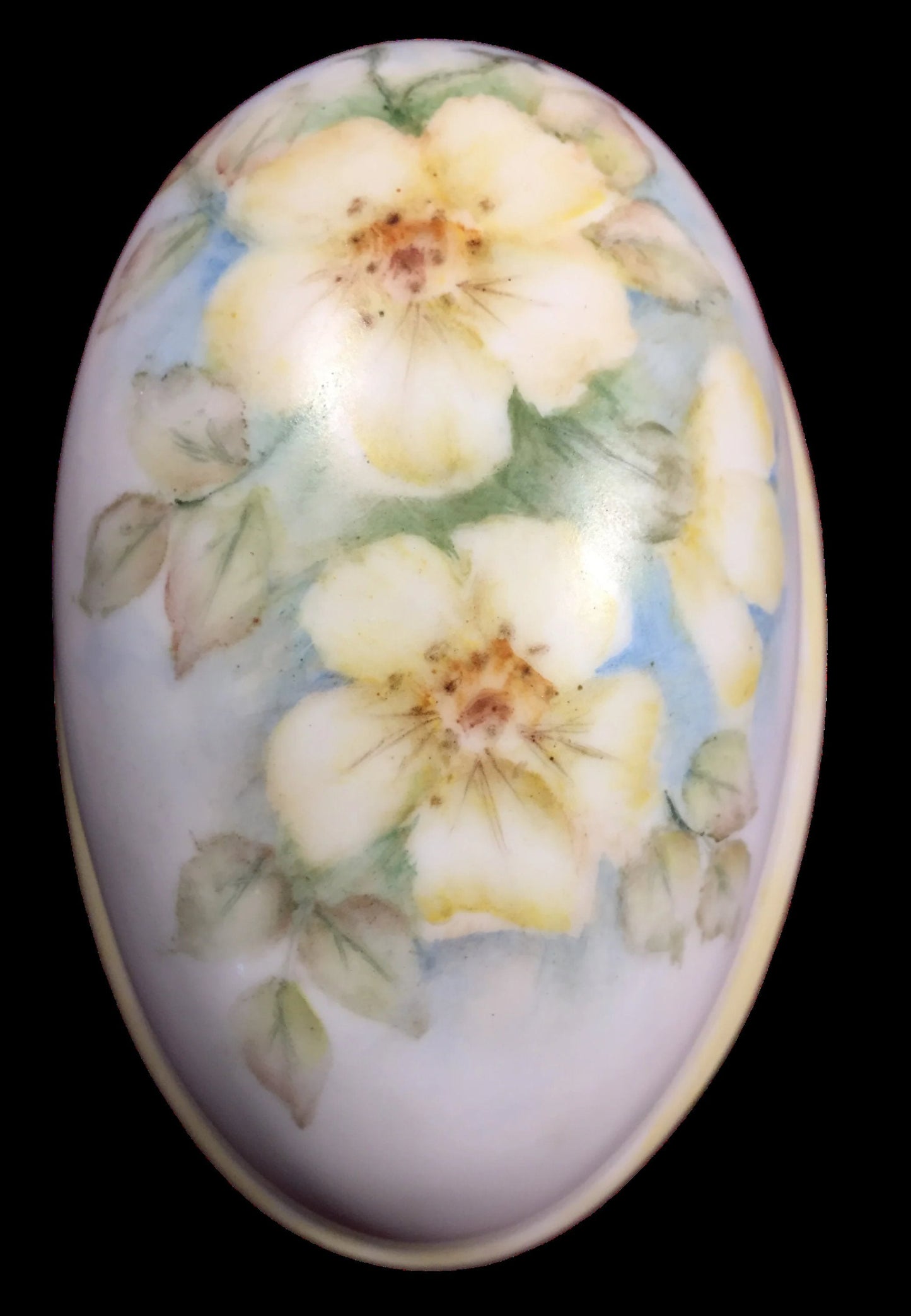 Yellow Roses Painted by A Smith on Porcelain Trinket Box